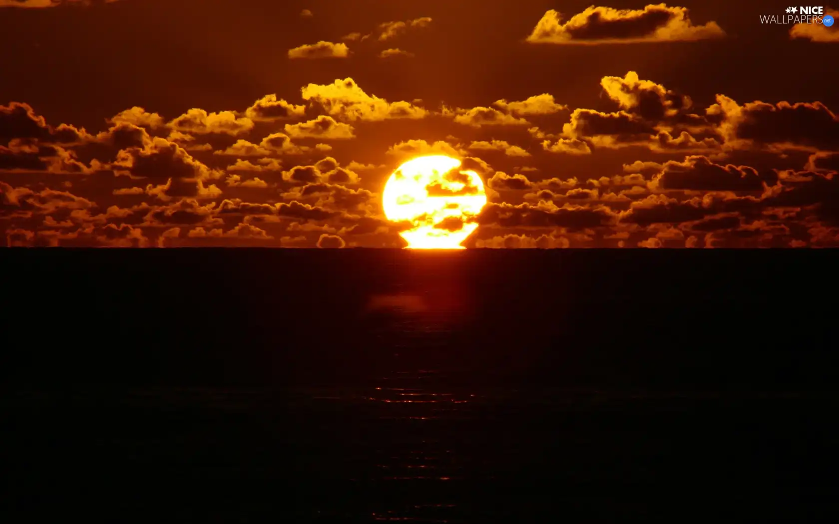 west, clouds, sea, sun