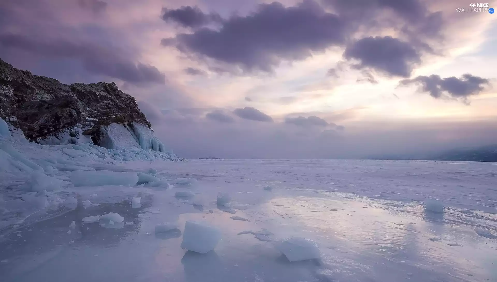 winter, rocks, Icecream, sea