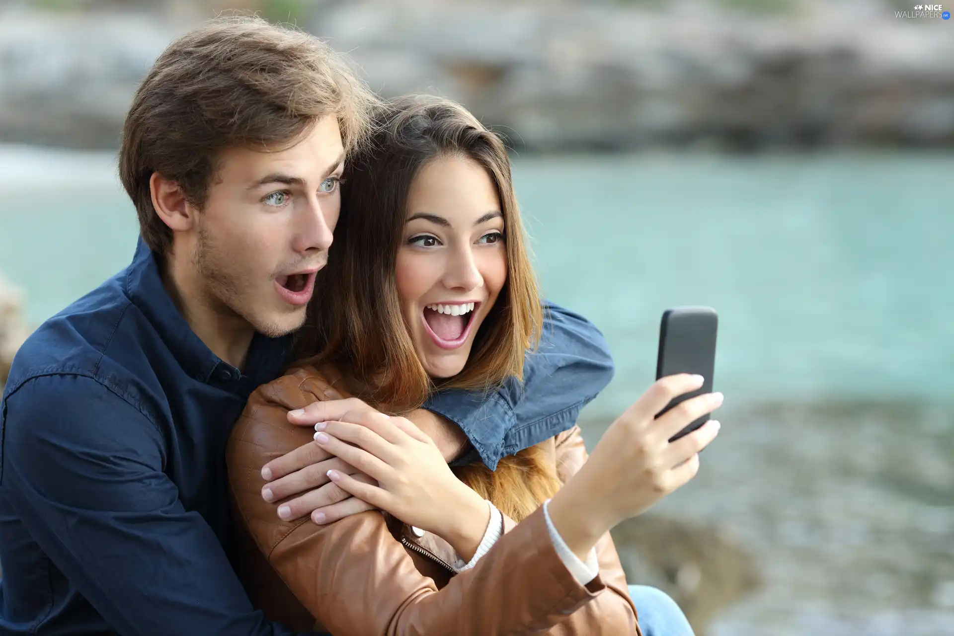 Telephone, Selfie, girl, joy, boy