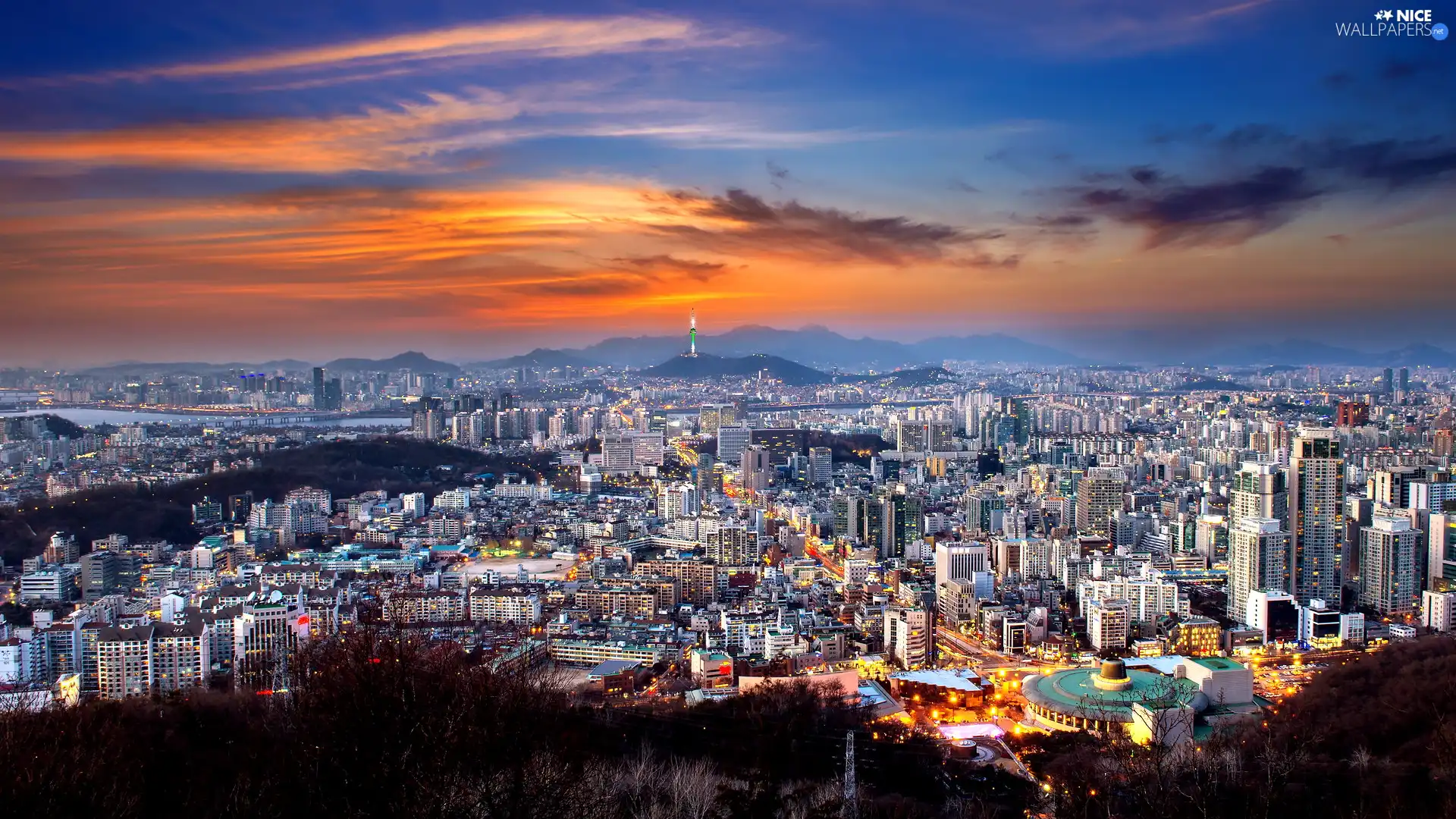 Houses, Great Sunsets, Seul, Town, South Korea