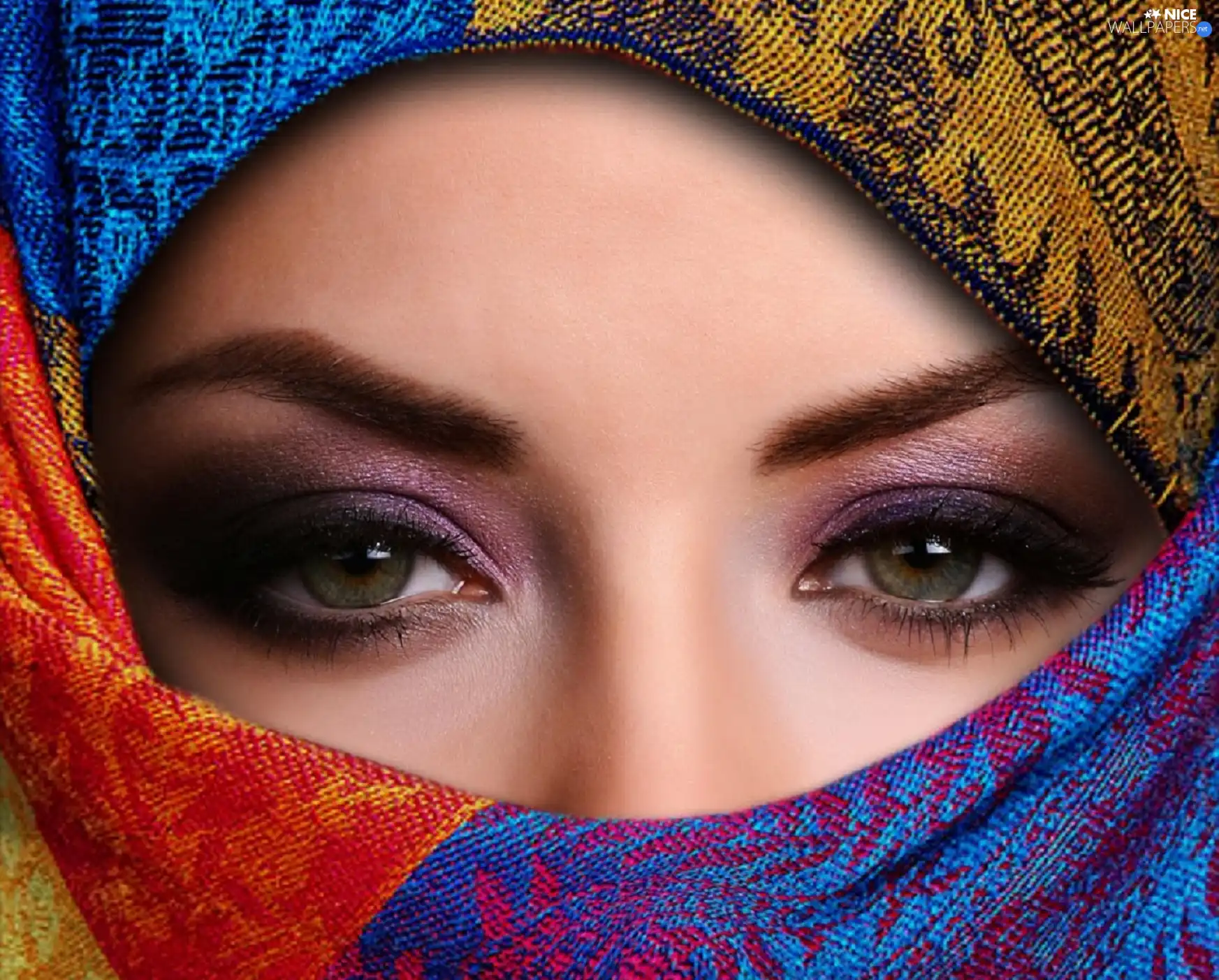 girl, Coloured, shawl, make-up