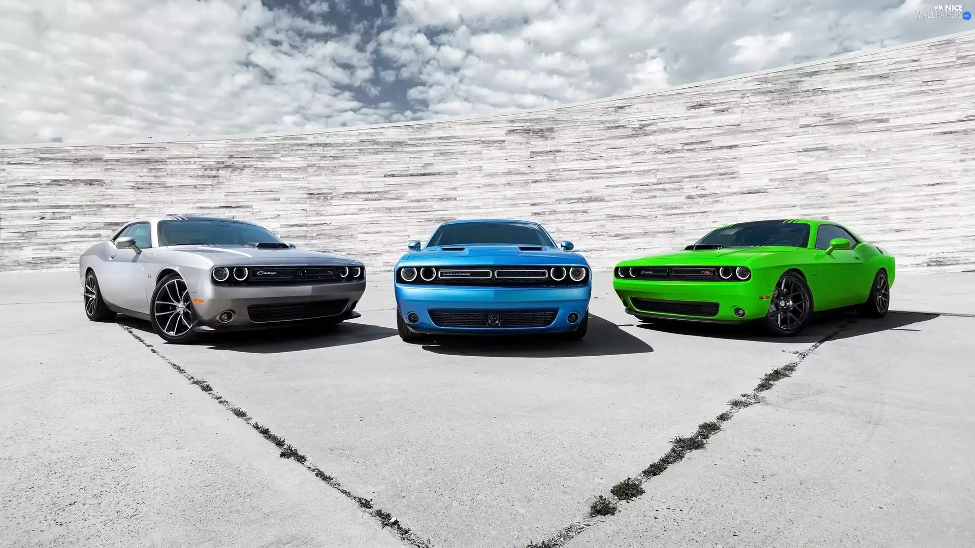 2015, Dodge, blue, Silver, Green, Challenger
