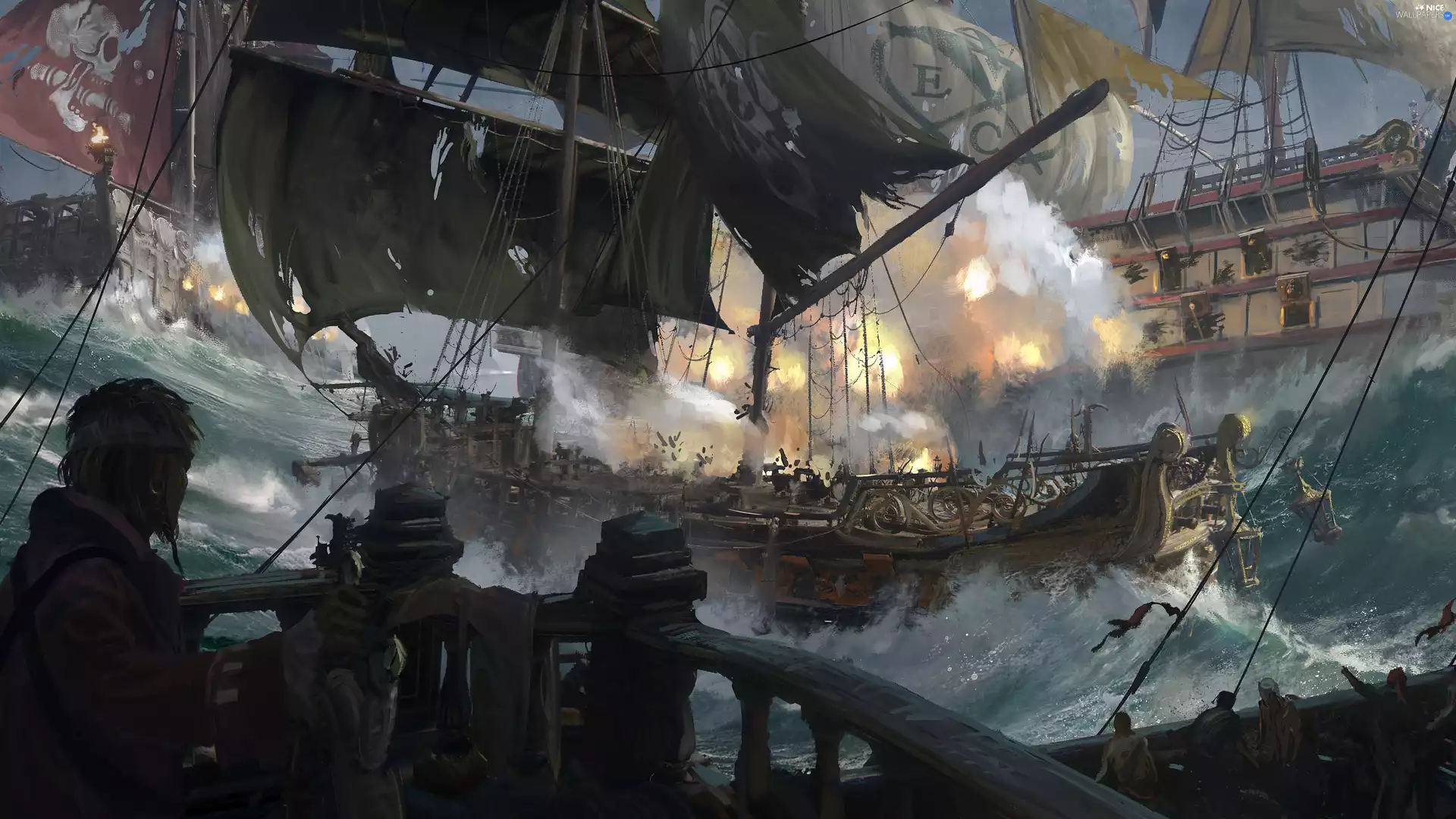 game, pirate, ships, Skull and Bones