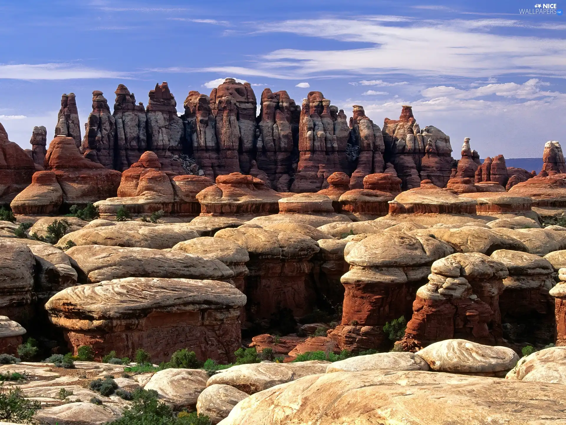 canyons, viewes, Sky, trees