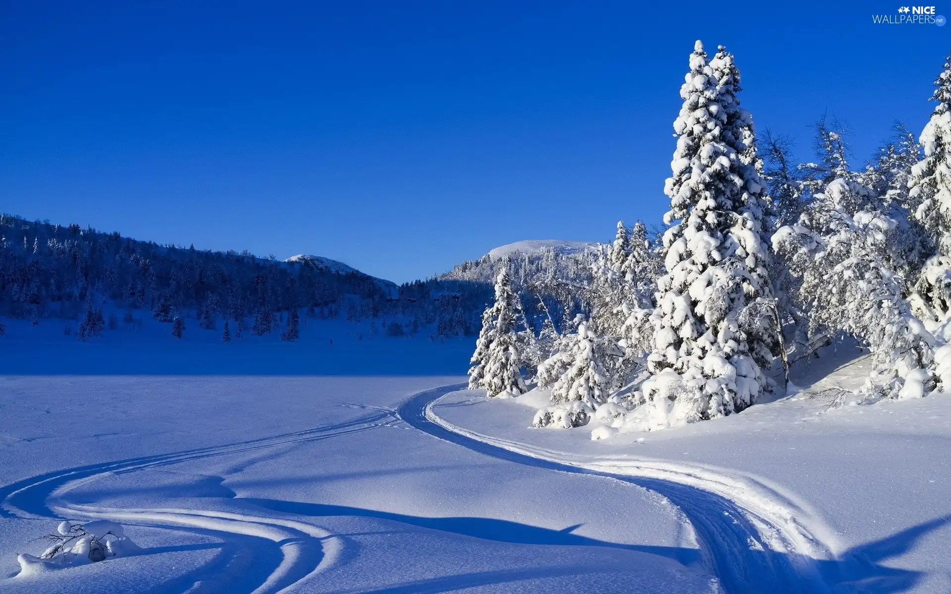 Christmas, Mountains, Sky, snow