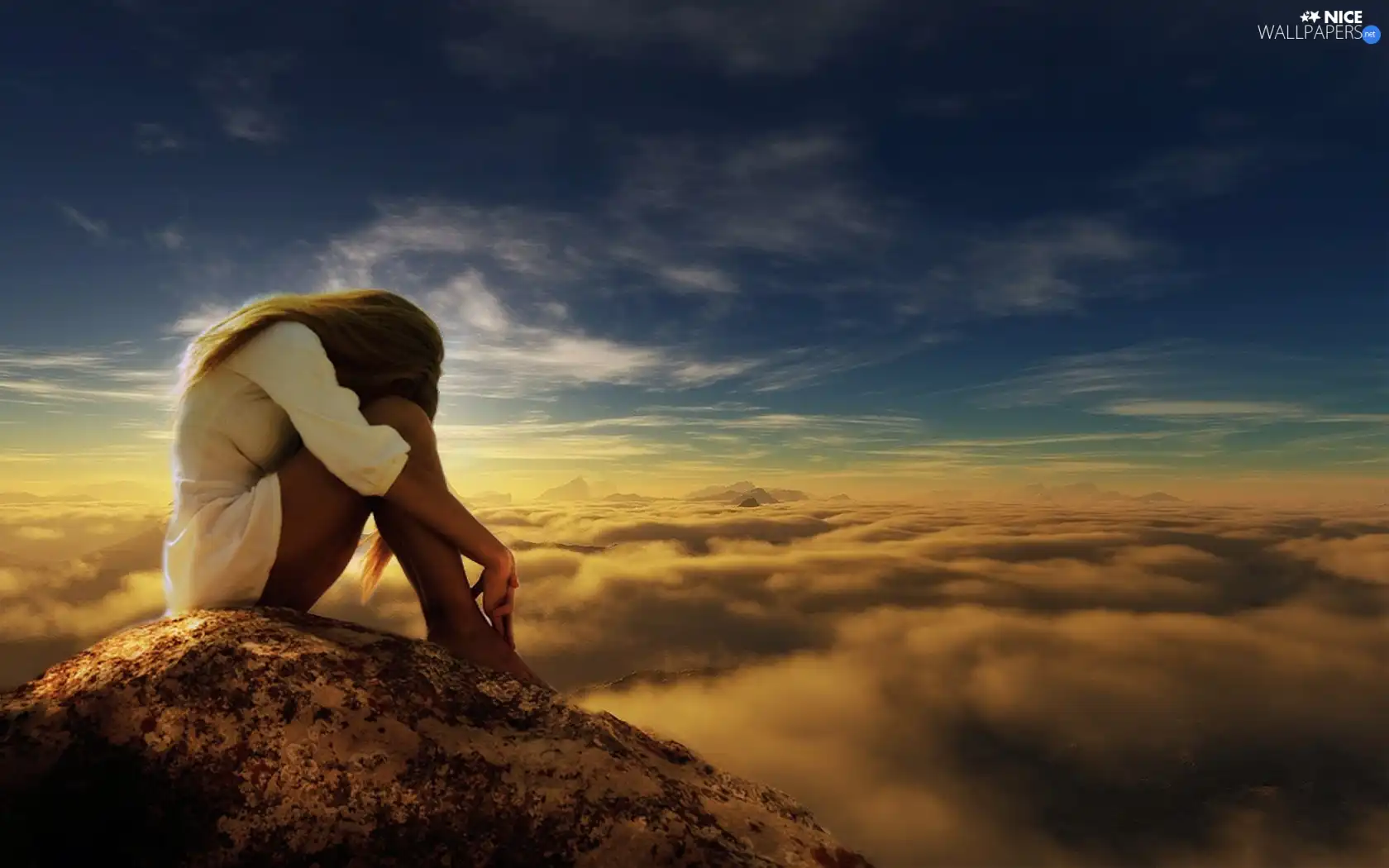 Sky, Women, clouds