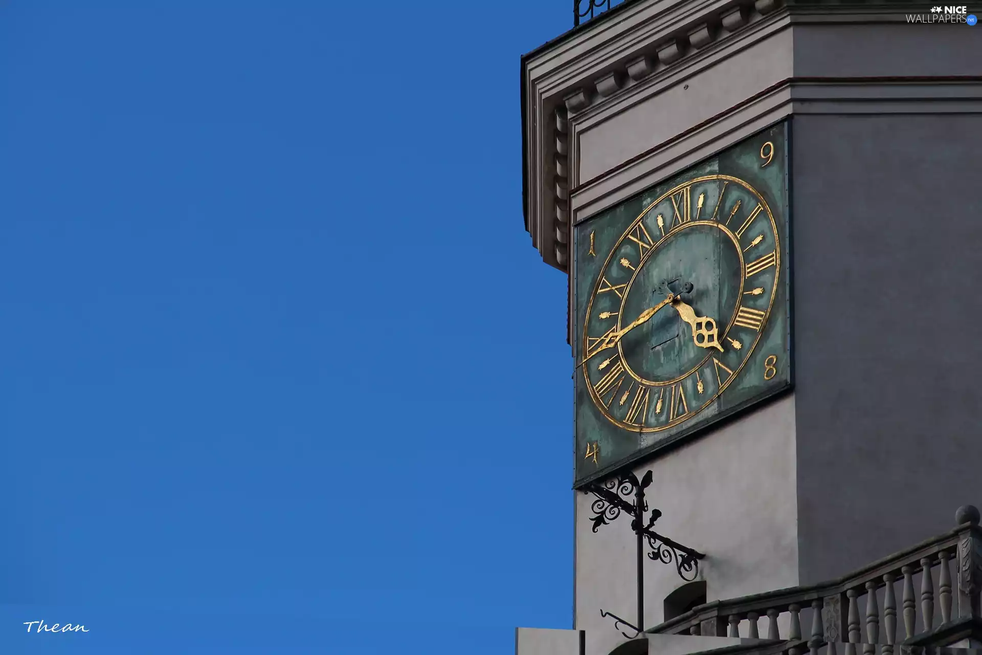 blue, Sky, Golden, Tips, Clock