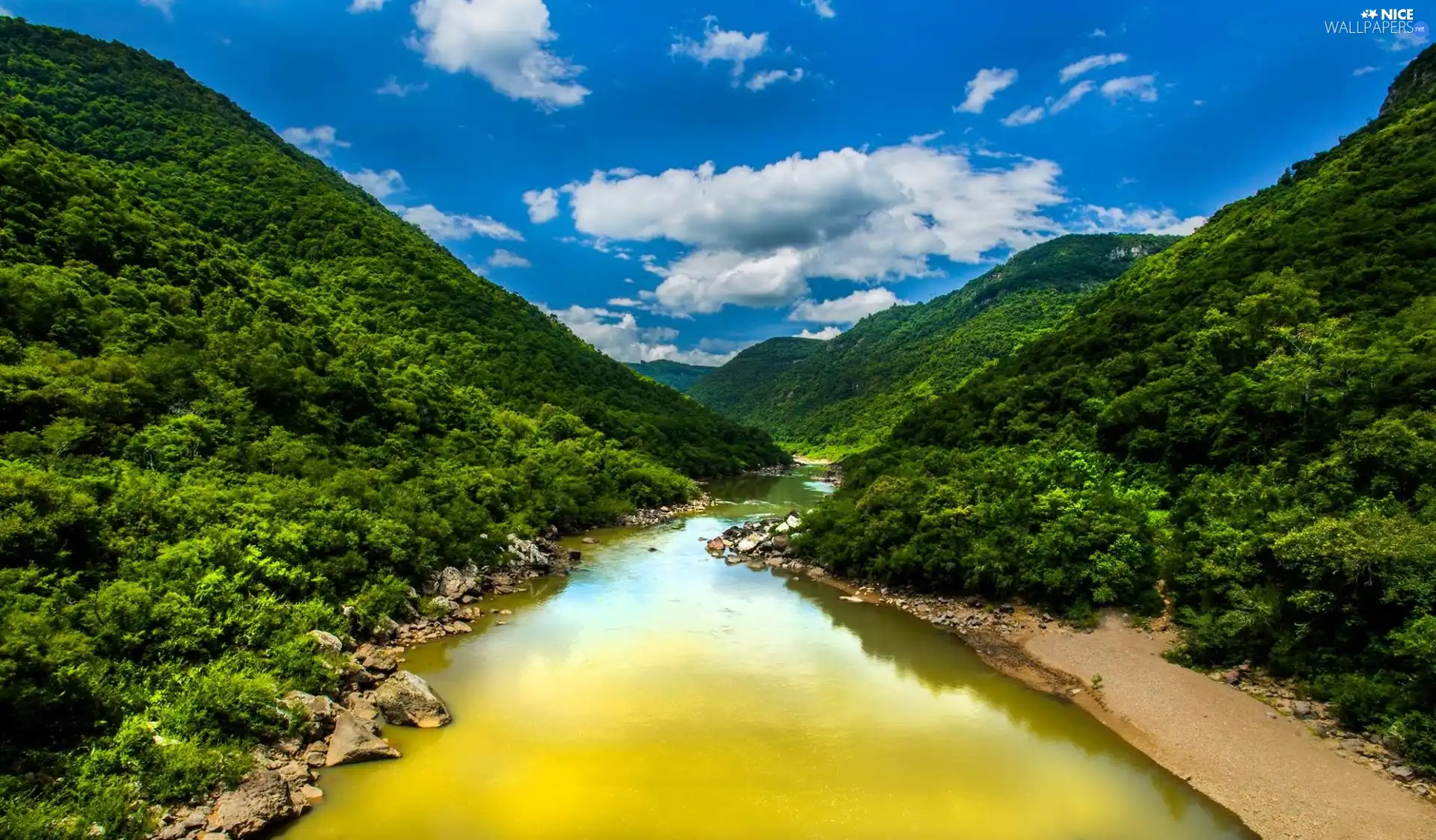 Sky, River, Mountains