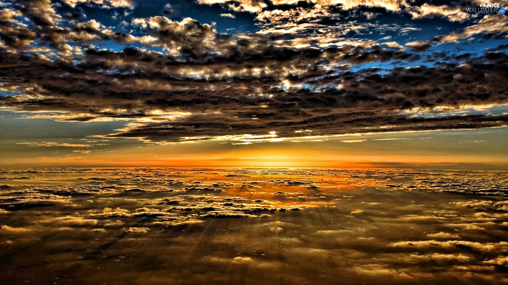 rays, clouds, Sky, sunny