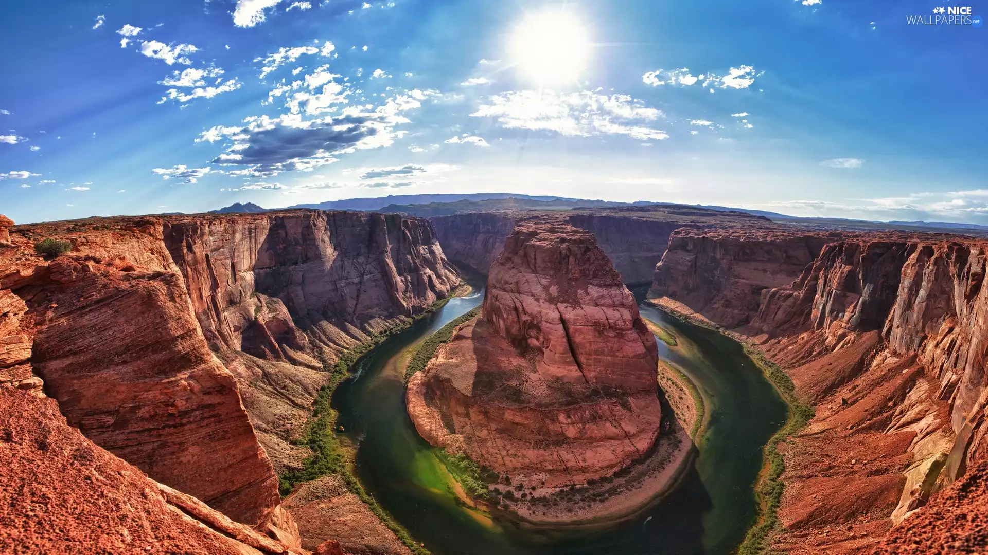 Sky, canyon, River