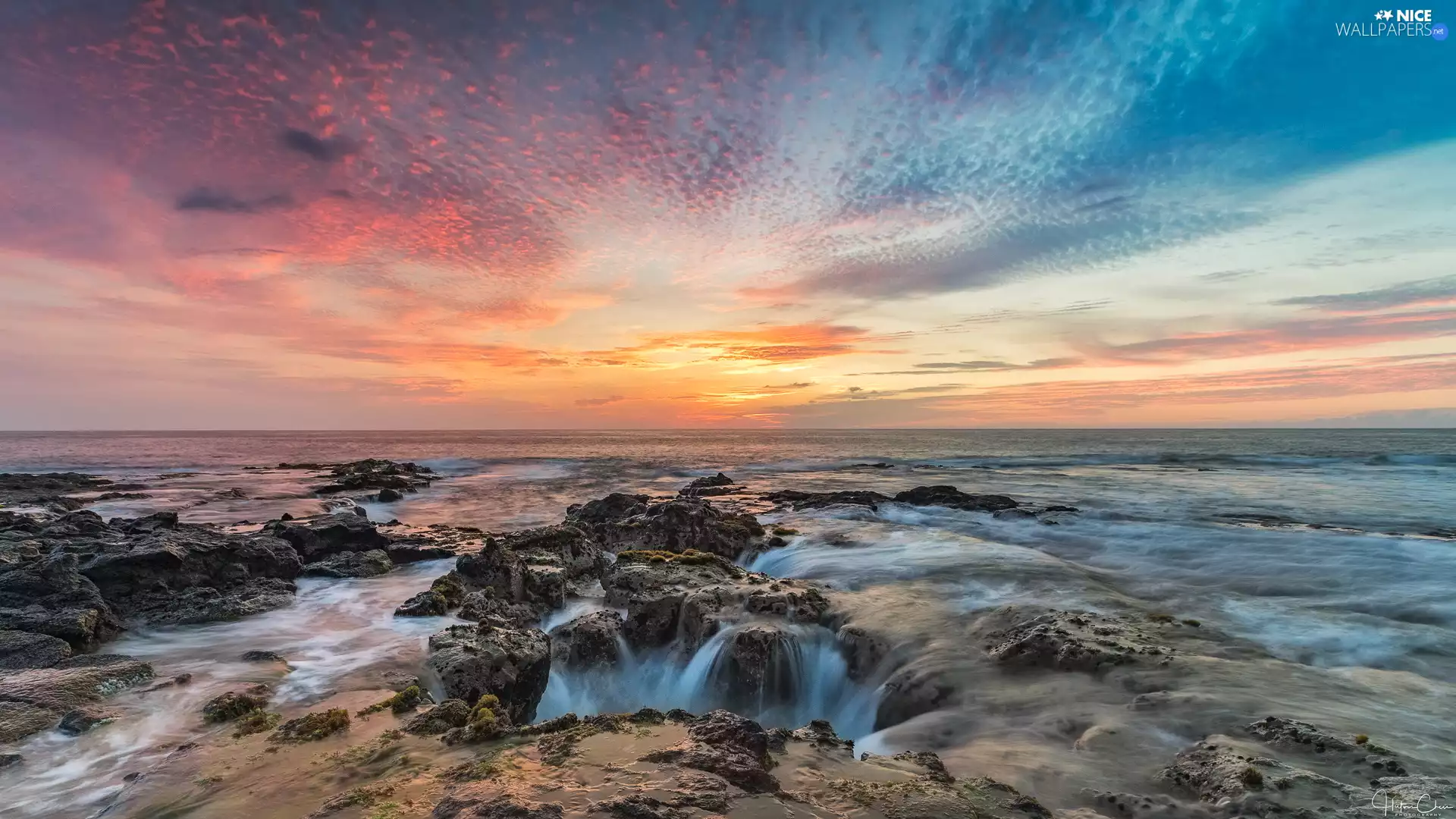 Great Sunsets, sea, Sky, clouds, color, rocks