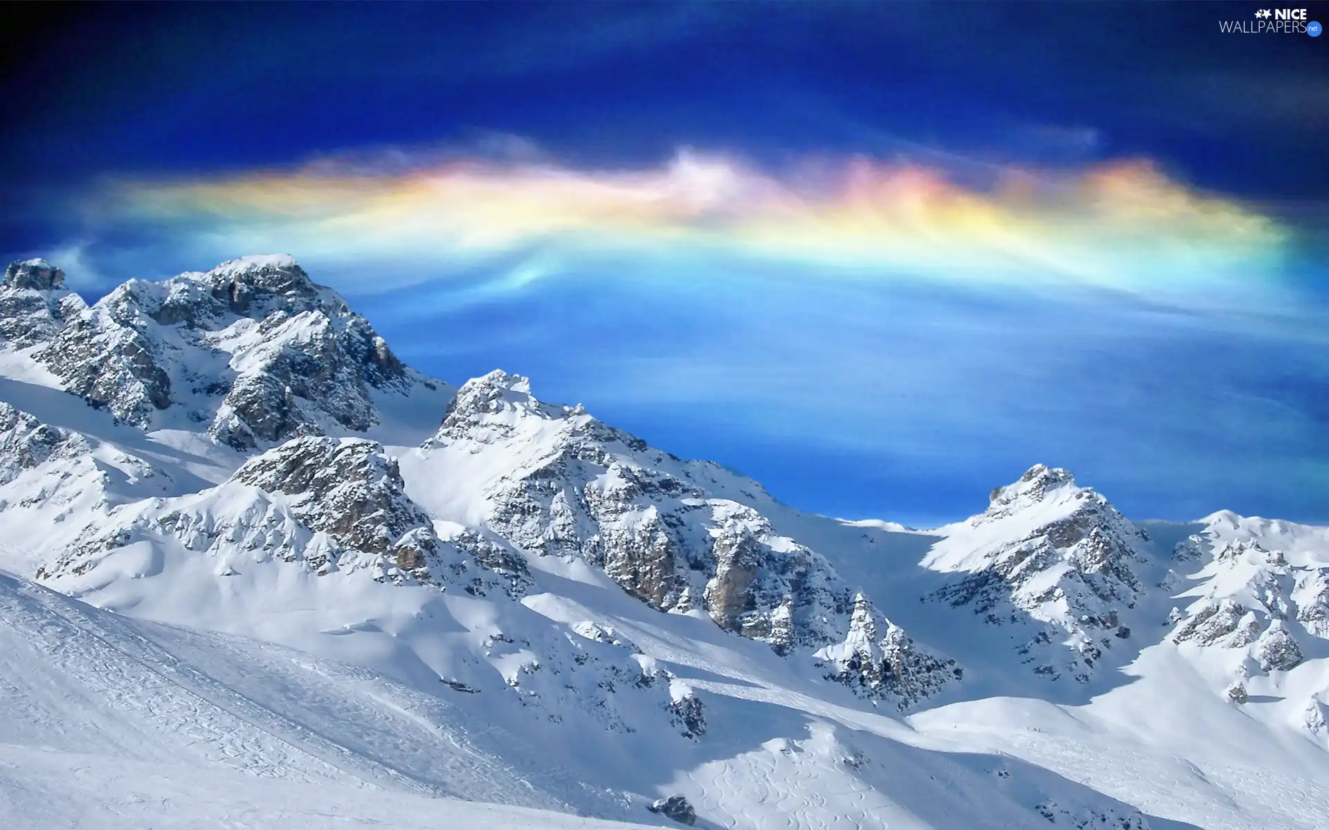 Sky, Mountains, snow