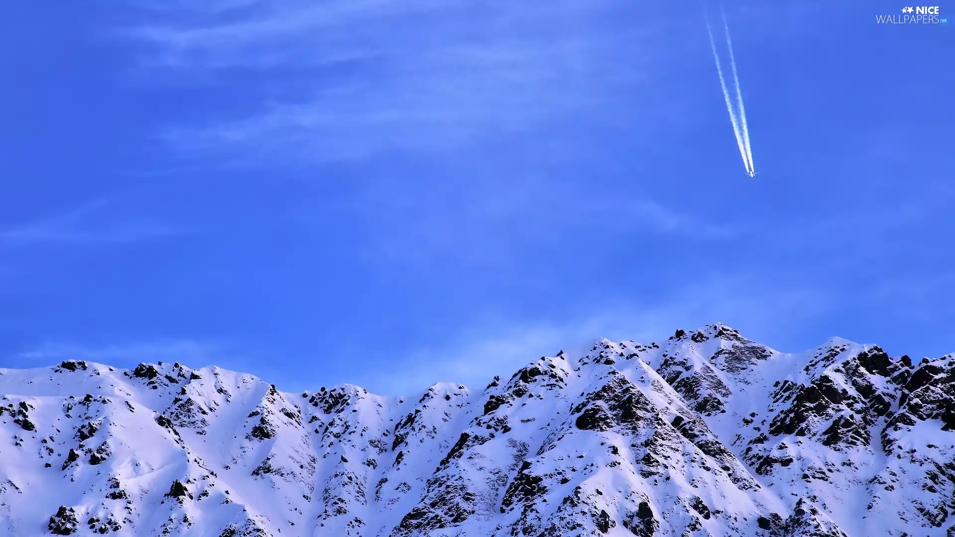 plane, Sky, winter, snow, Mountains