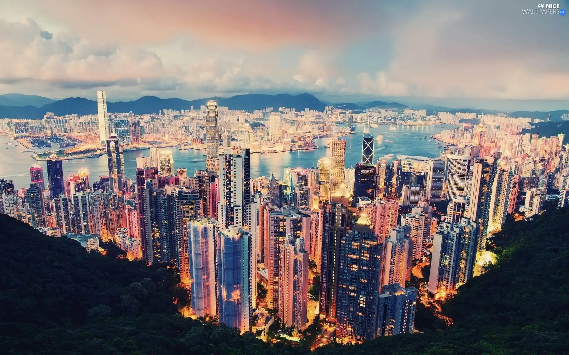 Sky, Hong Kong, skyscrapers