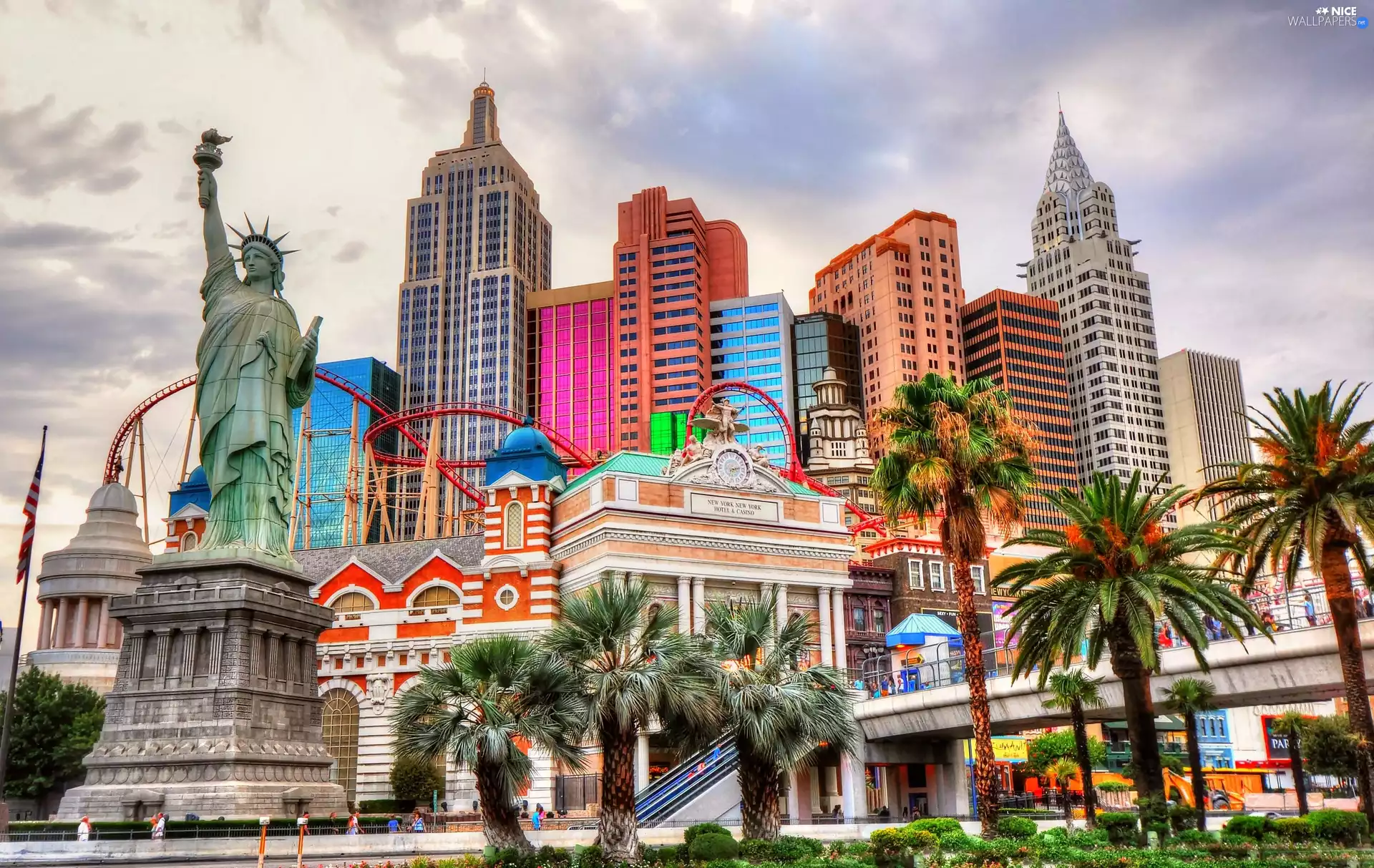 Nevada, USA, Statue of Liberty, Las Vegas, skyscrapers