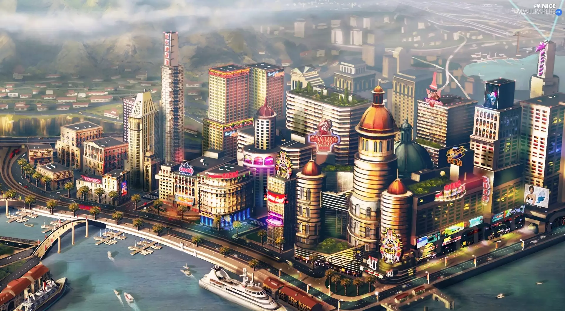 skyscrapers, panorama, town