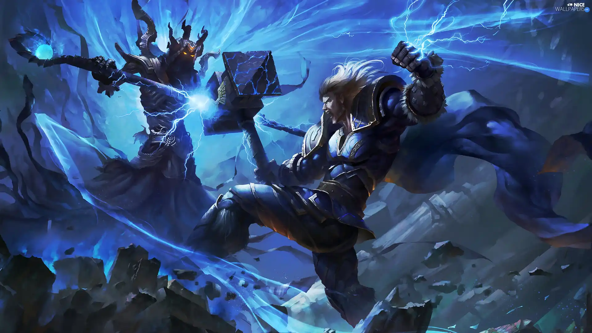Smite, game, Characters, Thor, spear, Fight, Weapons, hammer, hades