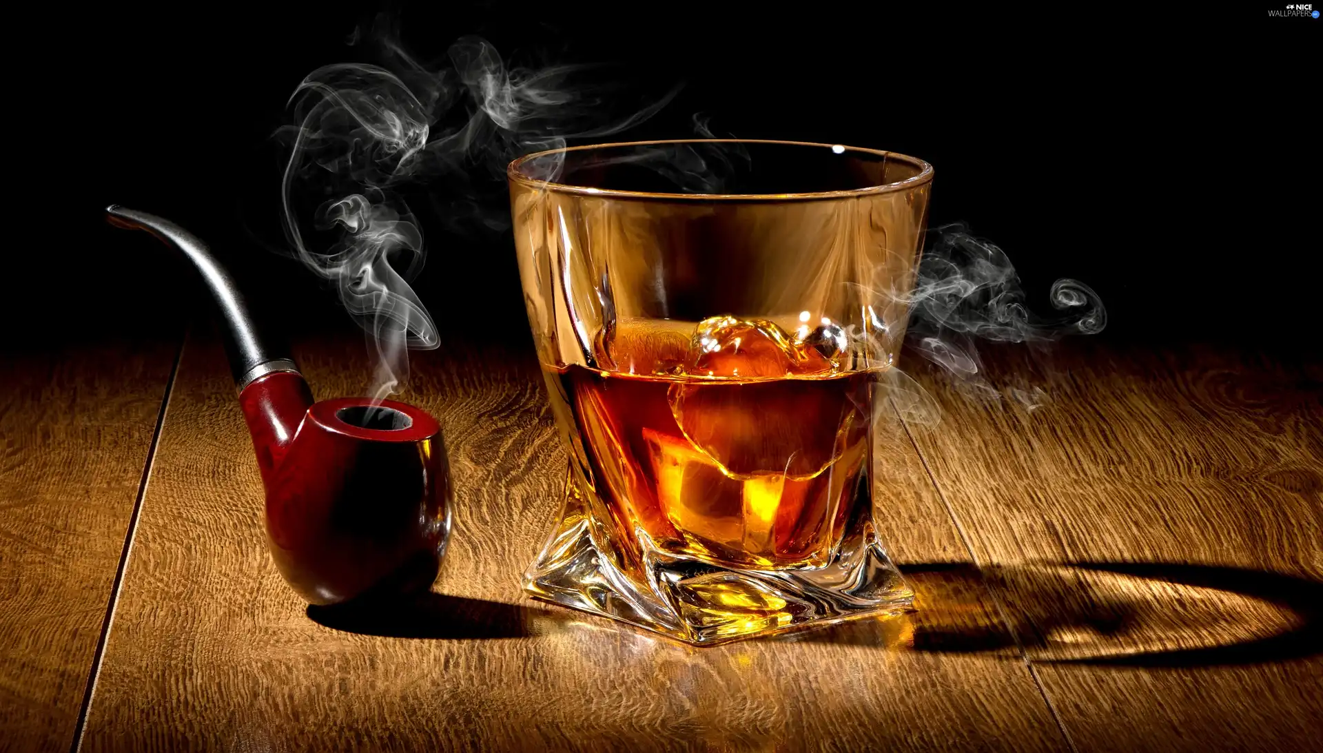 Whisky, pipe, smoke, cup