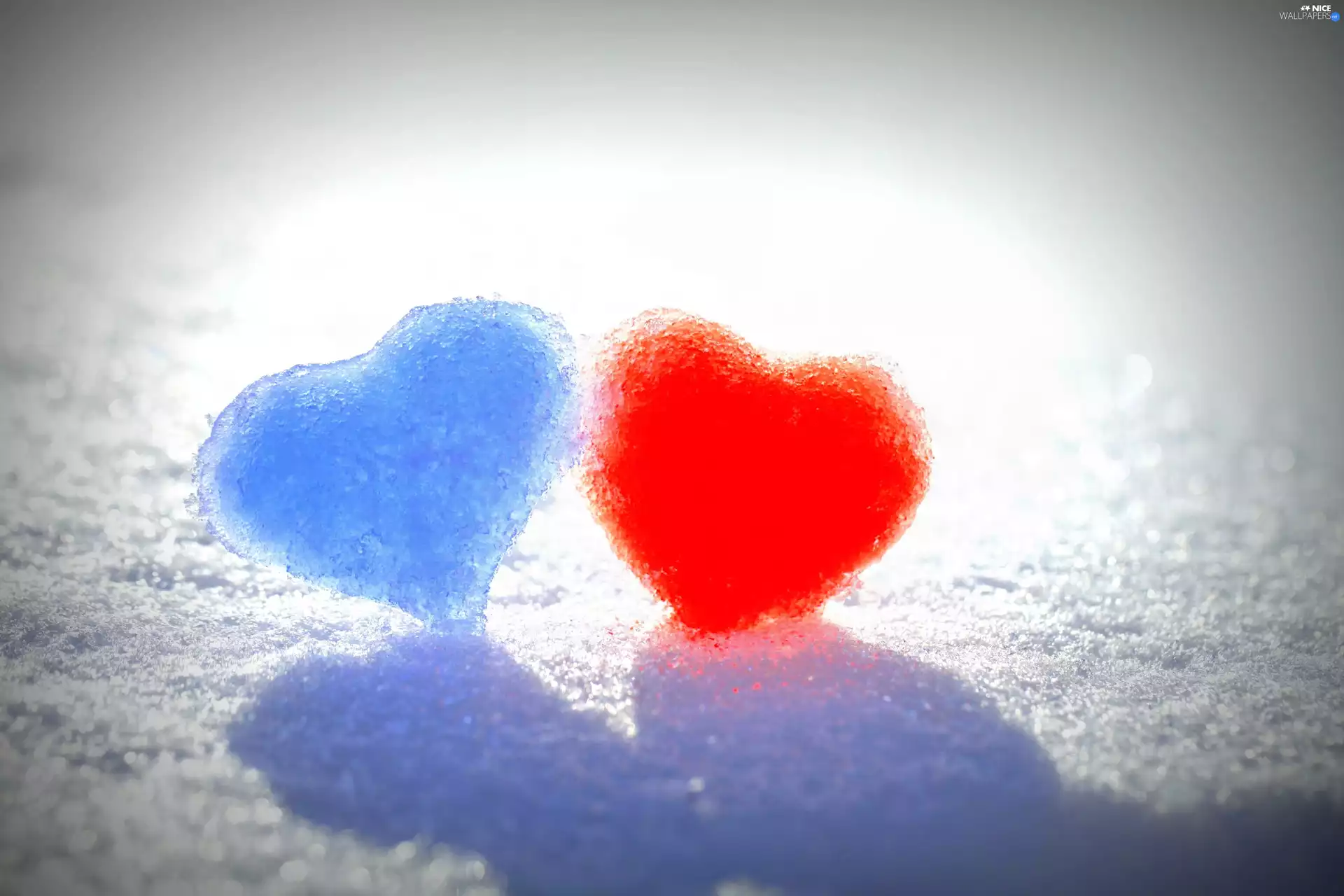 snow, color, hearts