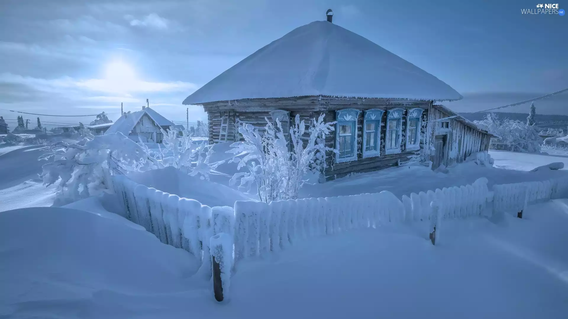 fence, snow, house, snowy, winter