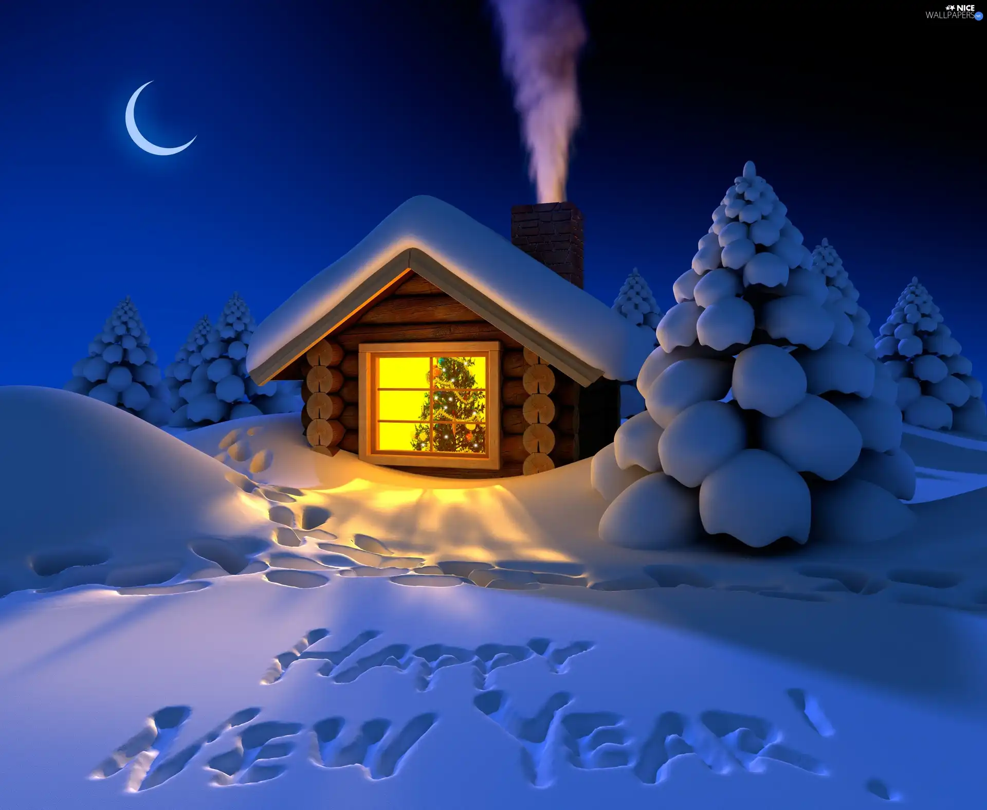 snow, winter, house