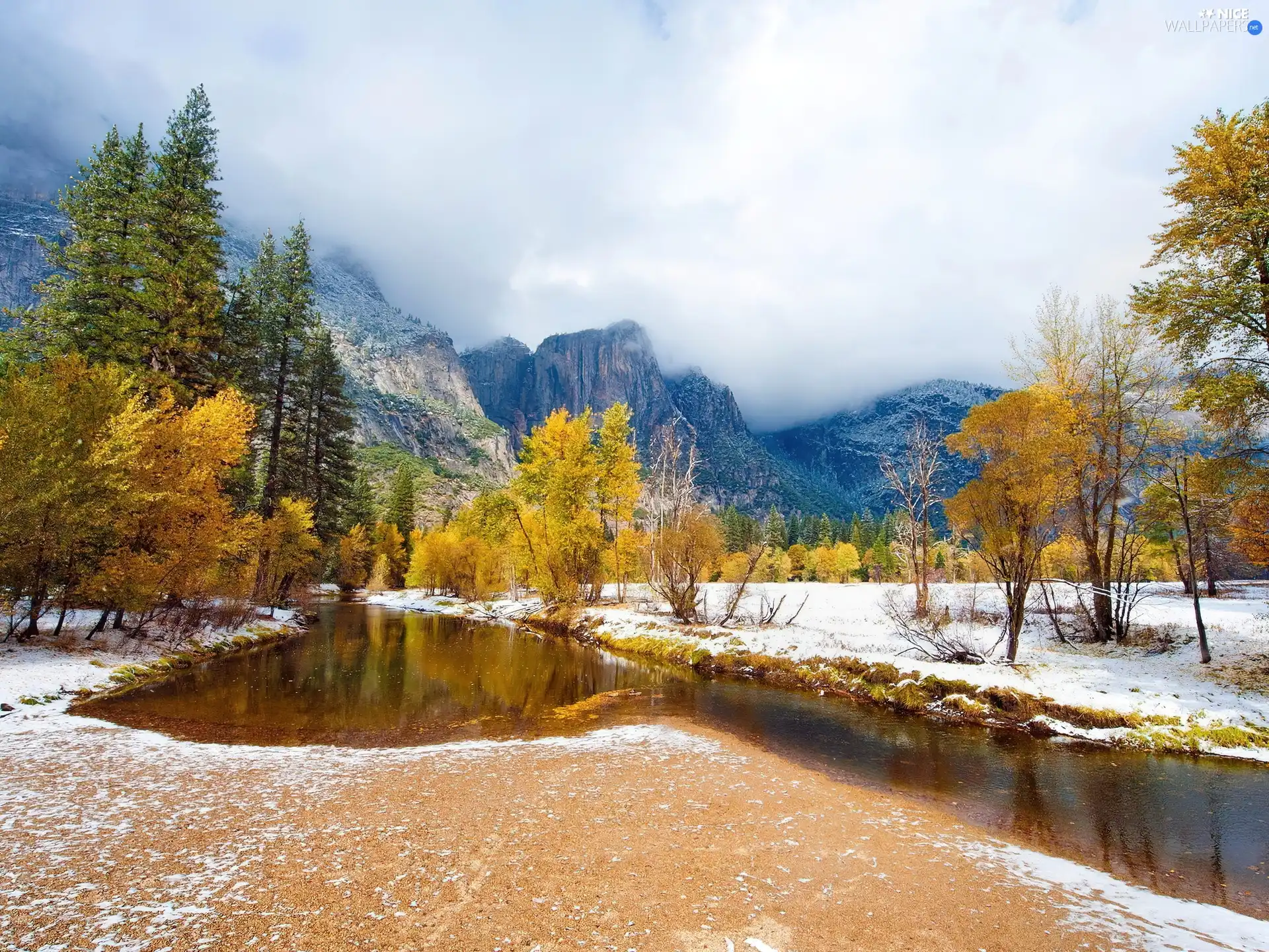 Mountains, first, snow, River