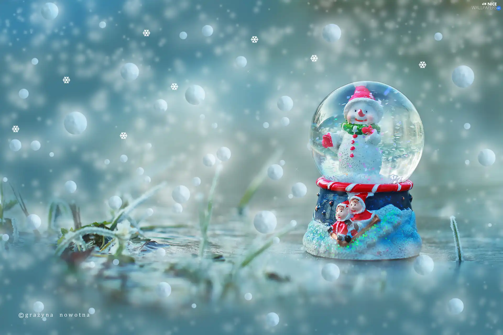 Orb, decoration, Snowman, snow