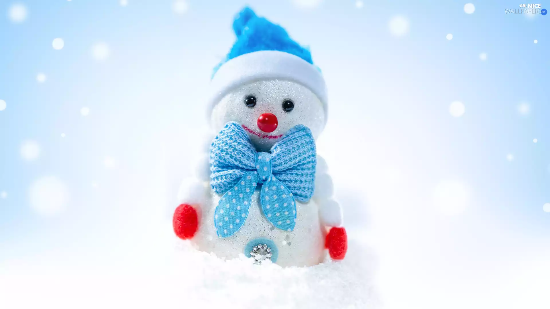 winter, Blue, Hat, Snowman