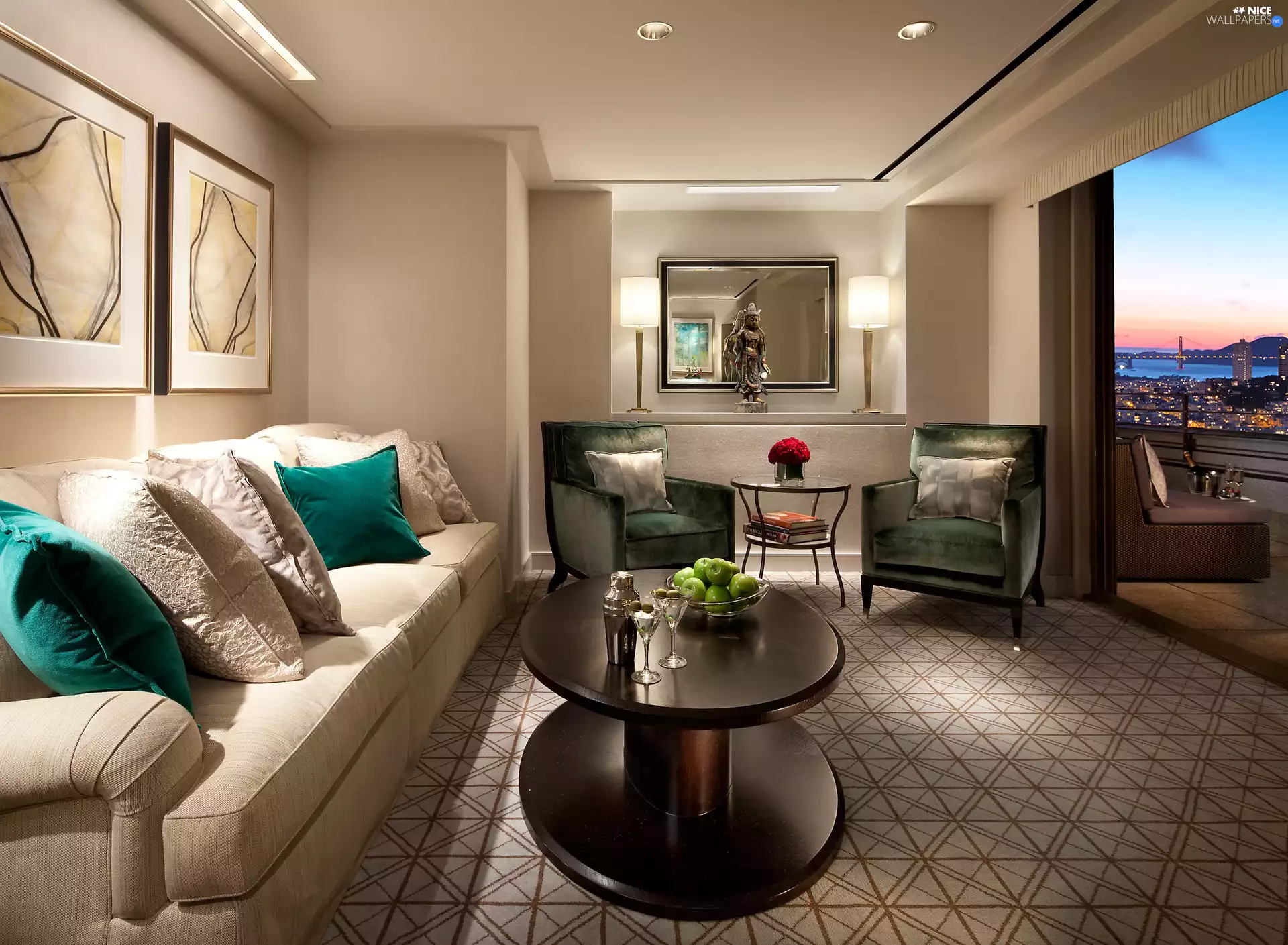 seats, Sofa, terrace, Mirror, saloon