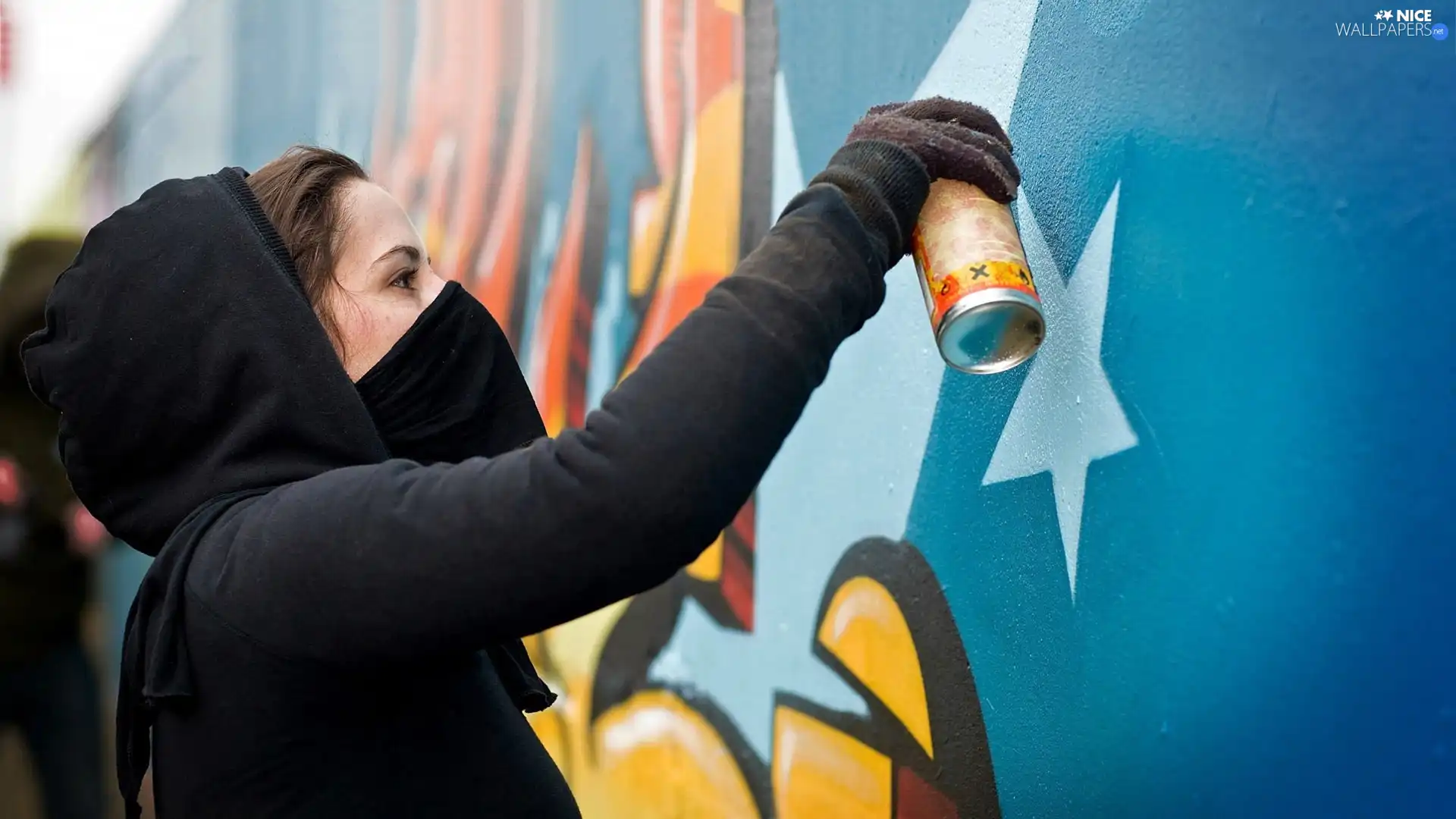 Spray, girl, Graffiti