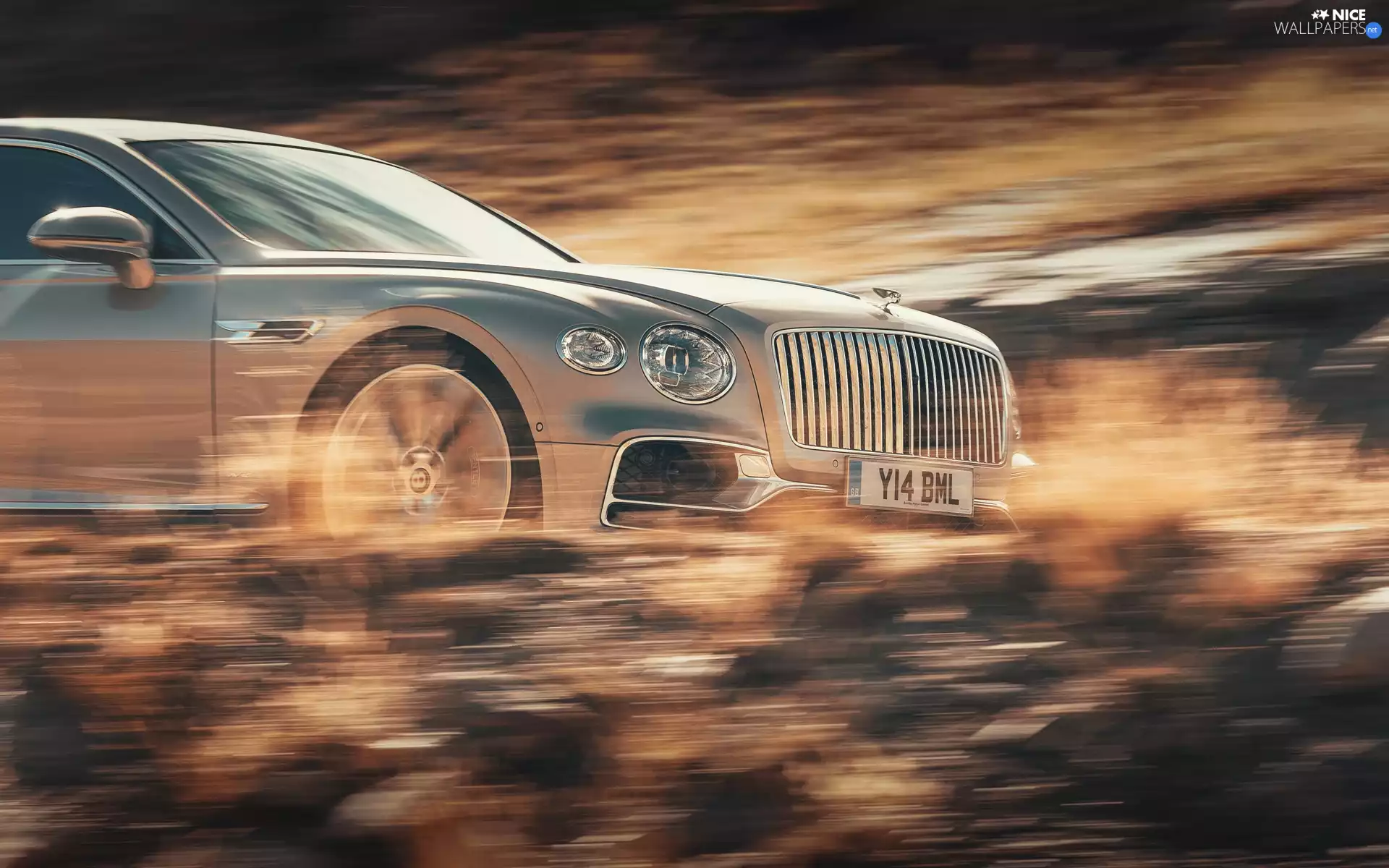 fuzzy, background, Limousine, Front, Bentley Continental Flying Spur