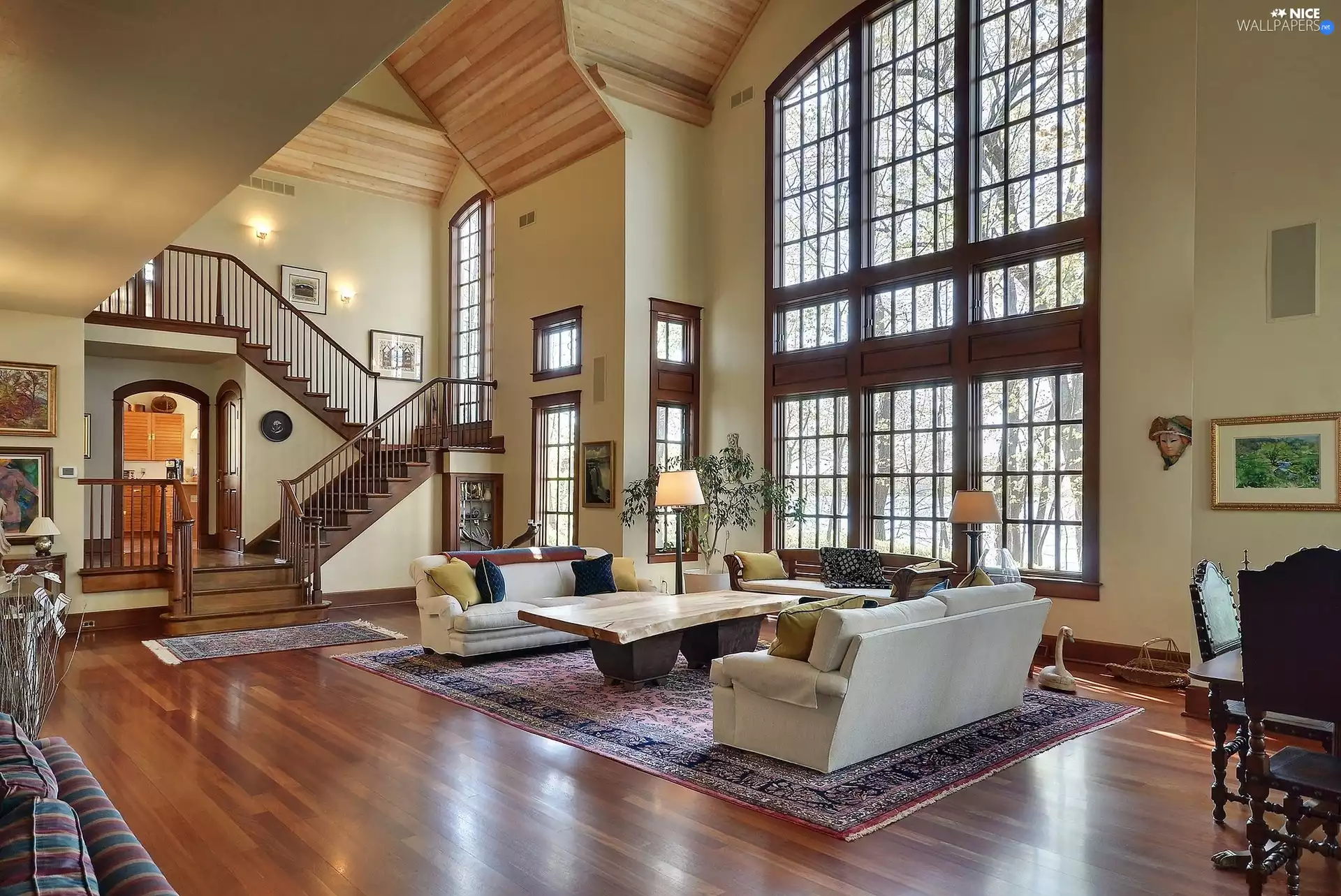 saloon, Big, Windows, Stairs