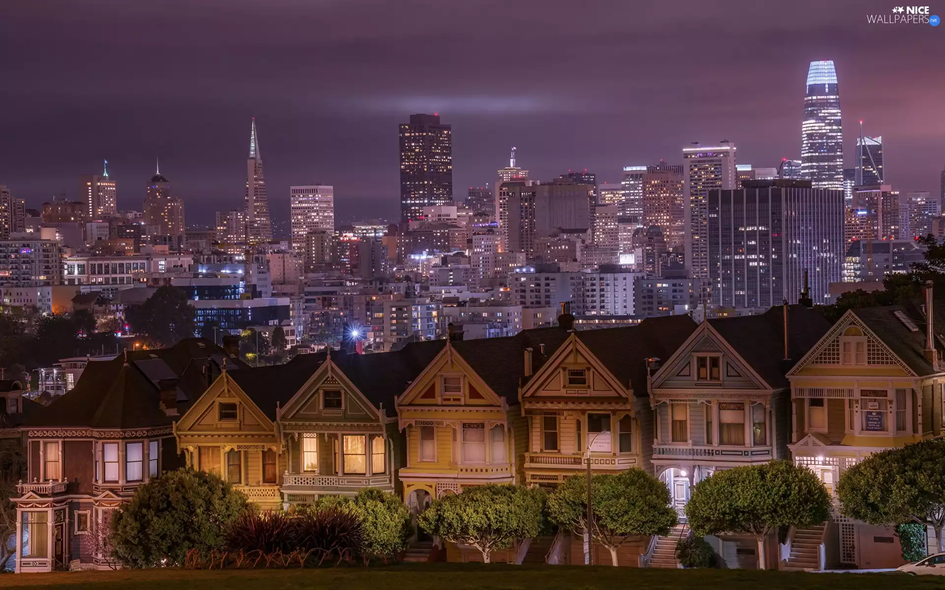 Houses, skyscrapers, California, San Francisco, The United States
