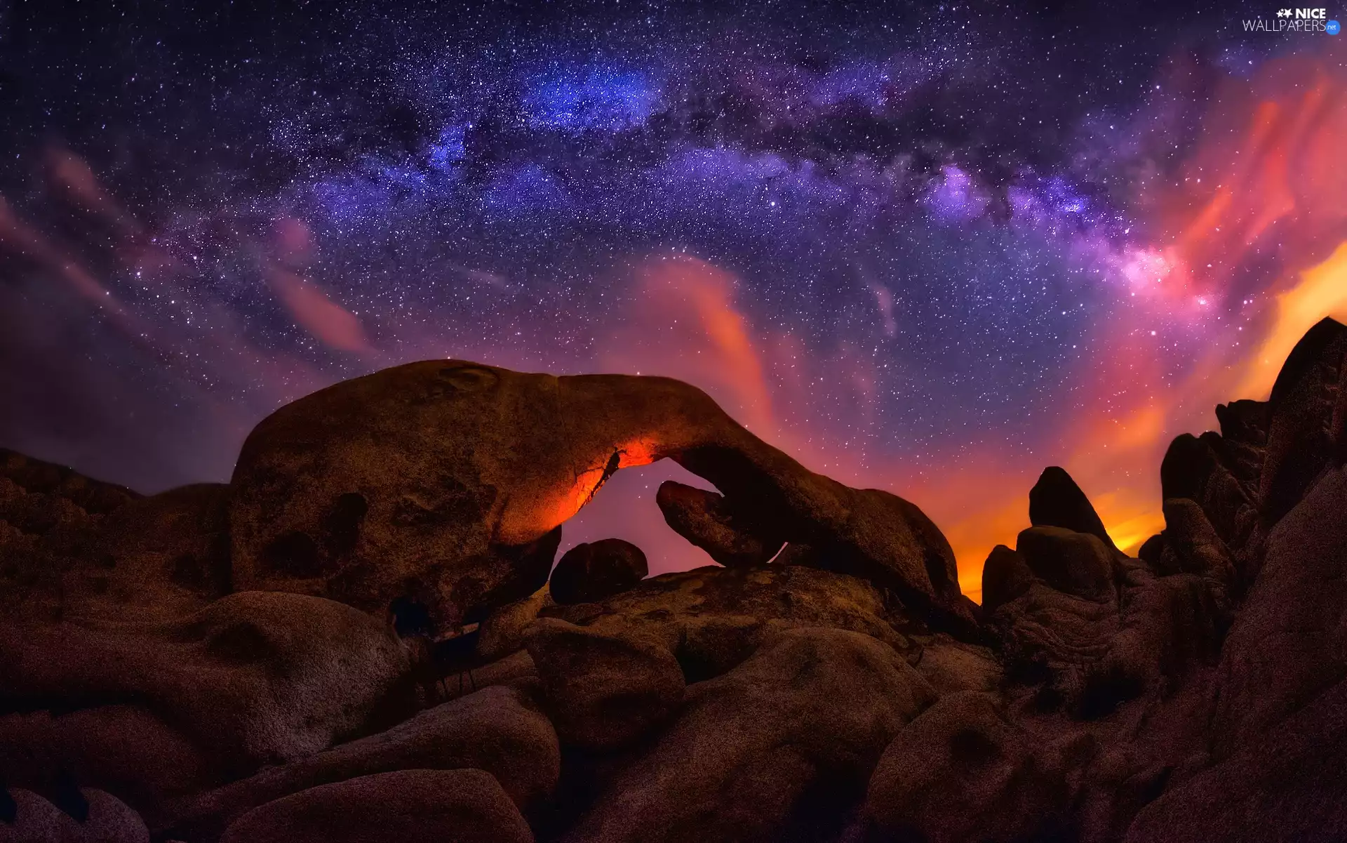 Joshua Tree National Park, star, The United States, Sky, rocks, State of California, Star way