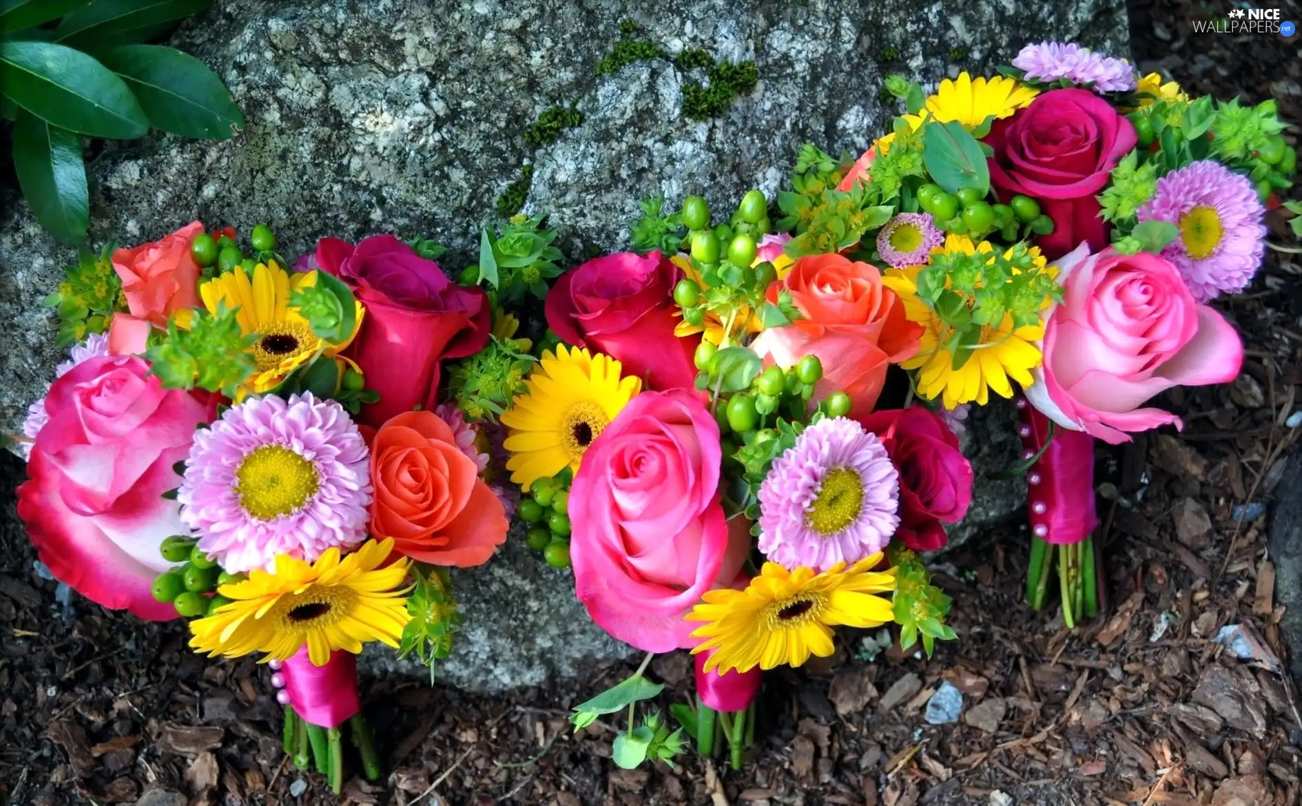 color, flowers, Stone, bouquets