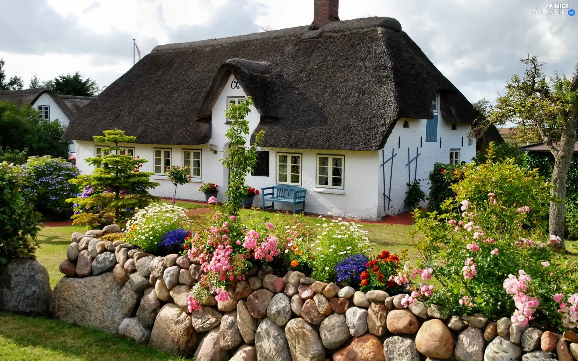 Stone, fence, Home, garden, country