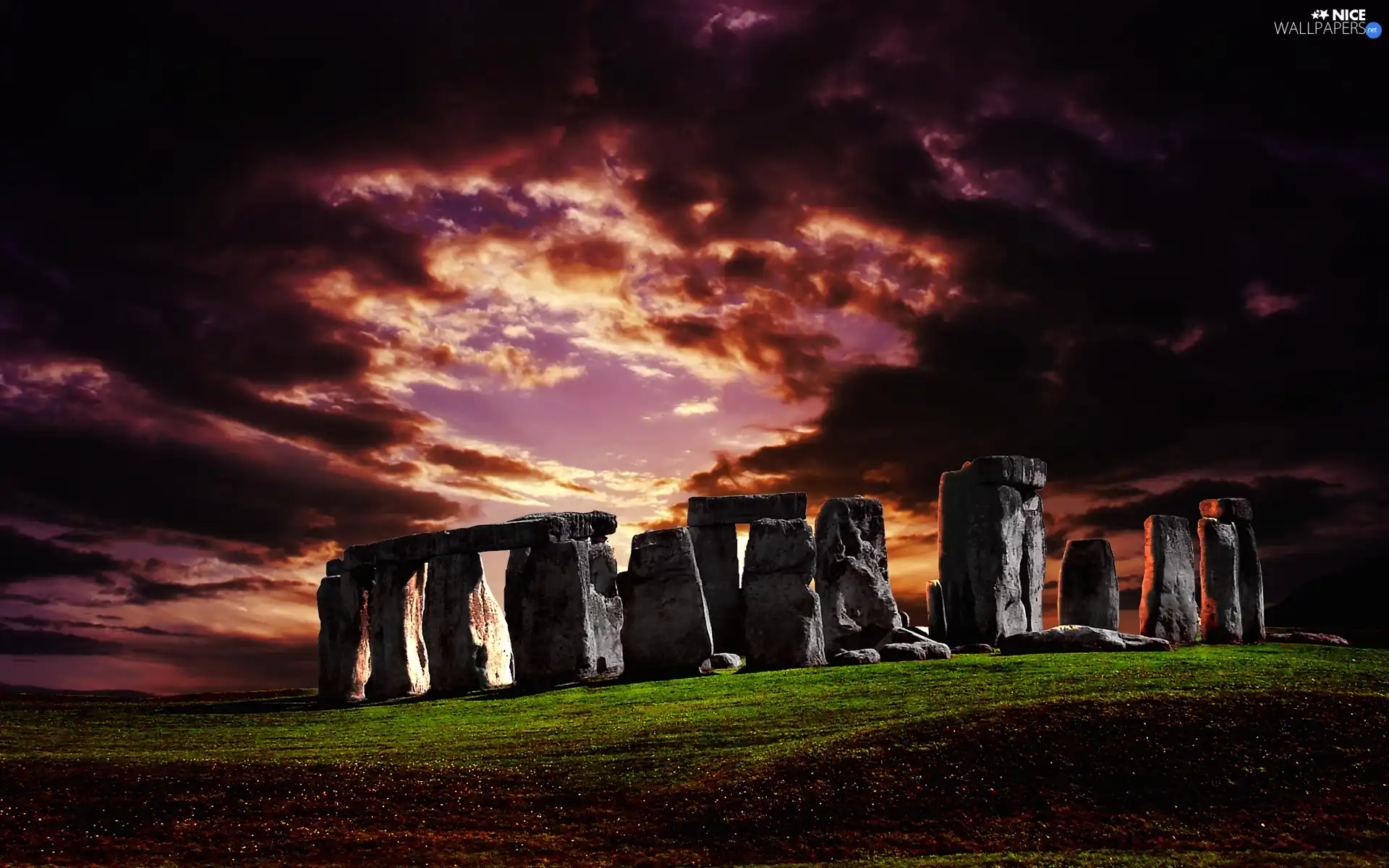 rocks, Sky, Stonehenge, dark