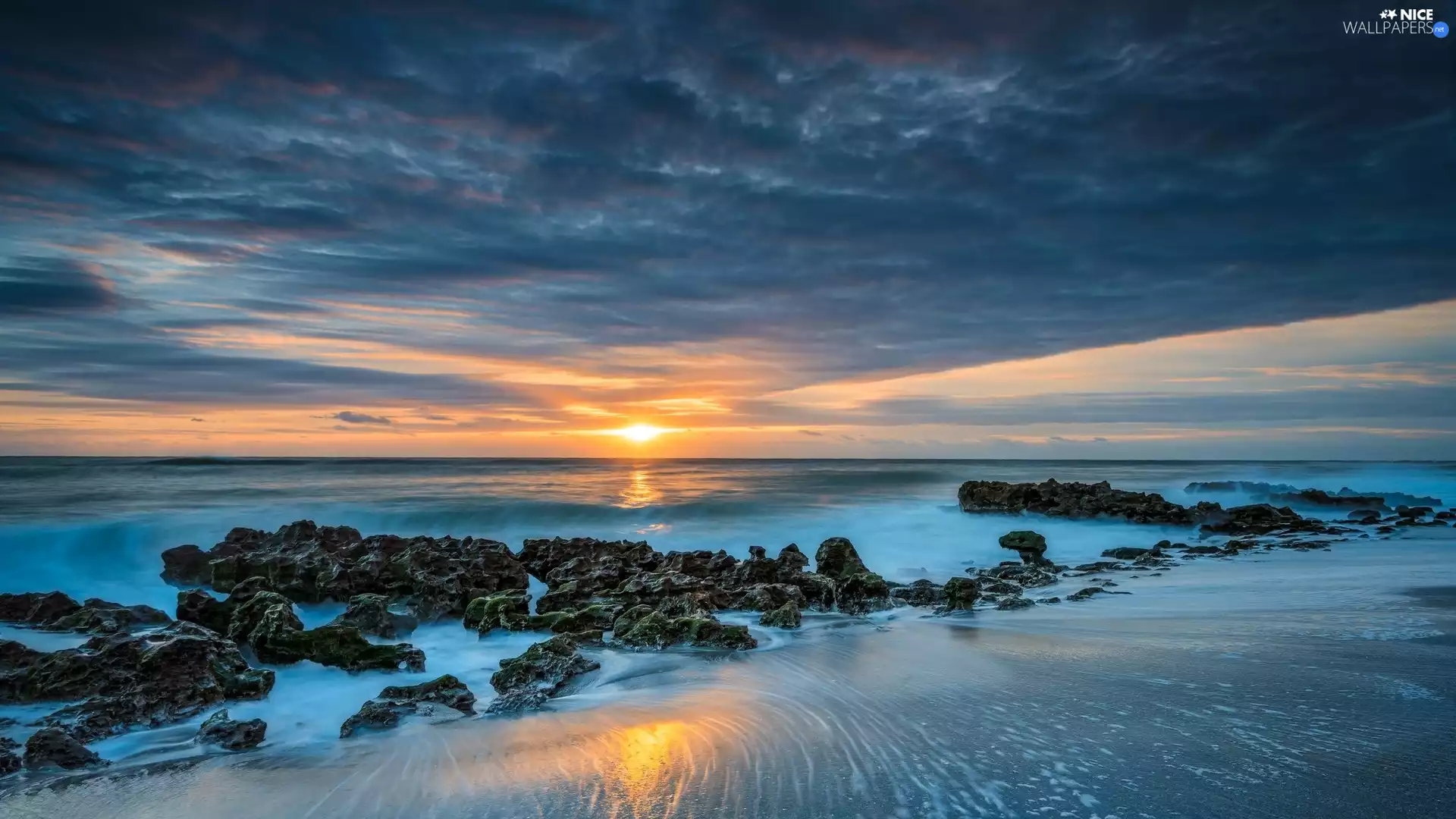 sea, Stones, Great Sunsets, Beaches