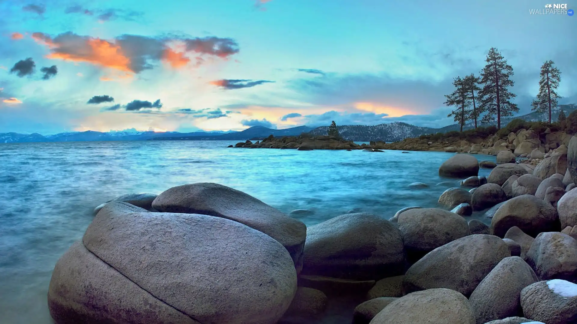 lake, Stones