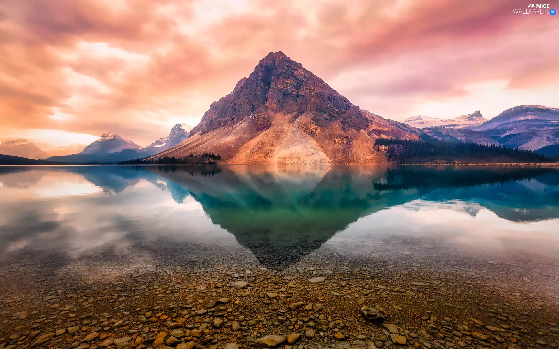 lake, Stones, mount, reflection, Mountains
