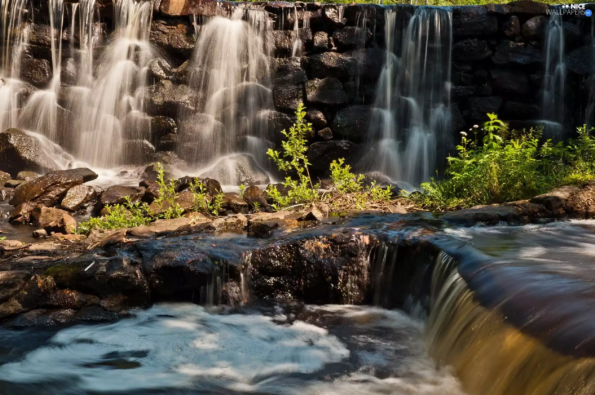 Stones, waterfall, rocks