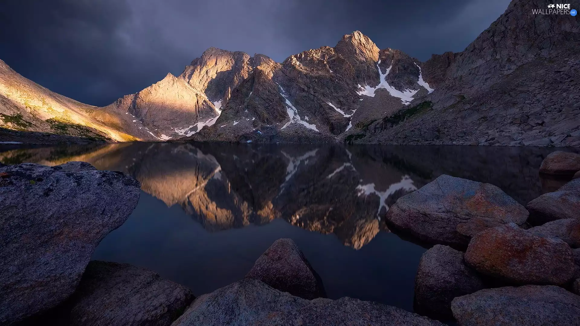 Wind River Range, Titcomb Lakes, Heaven United States, Mountains, cloudy, State of Wyoming, The United States, Stones