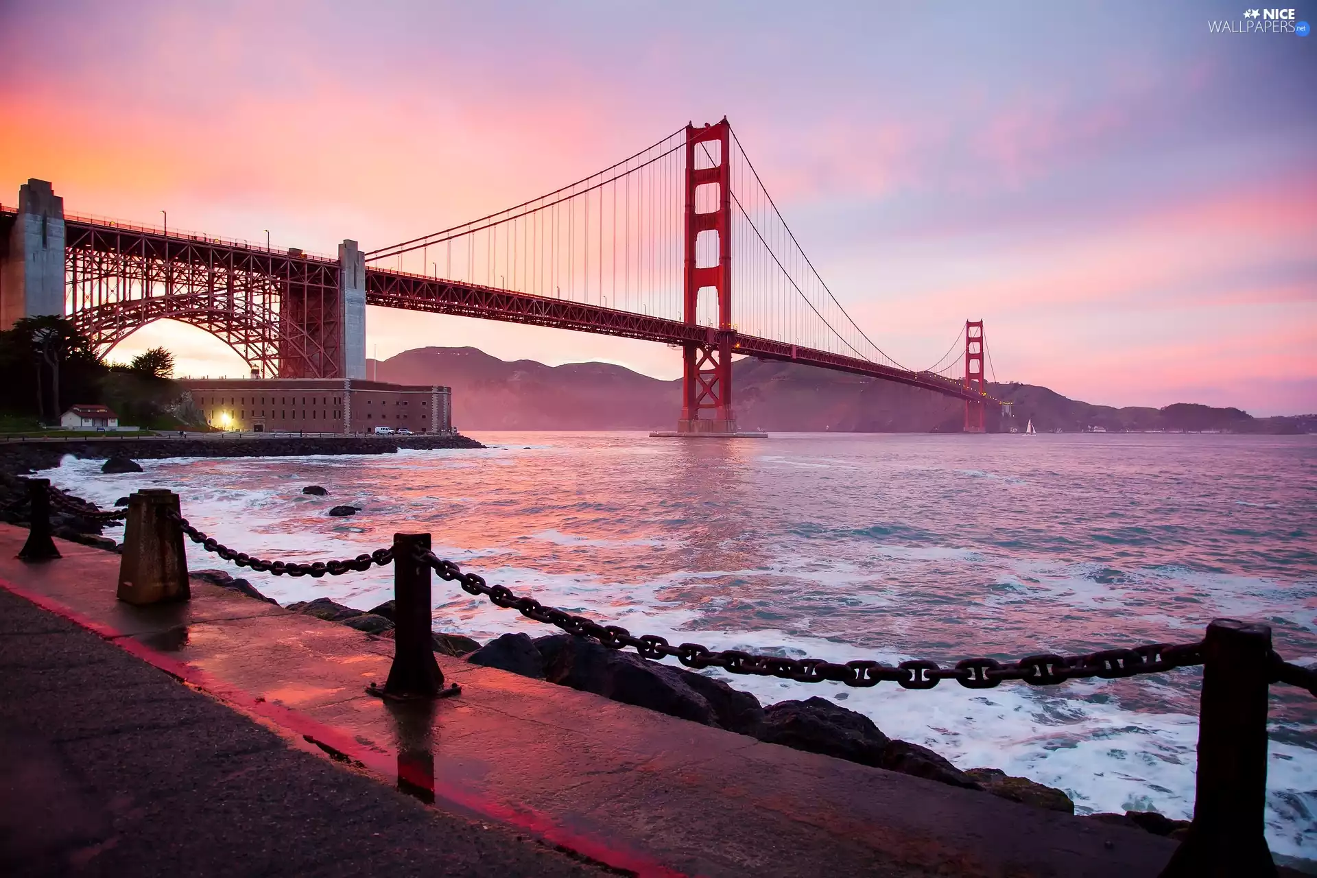 State of California, The United States, Golden Gate Strait, Sunrise, Most Golden Gate Bridge