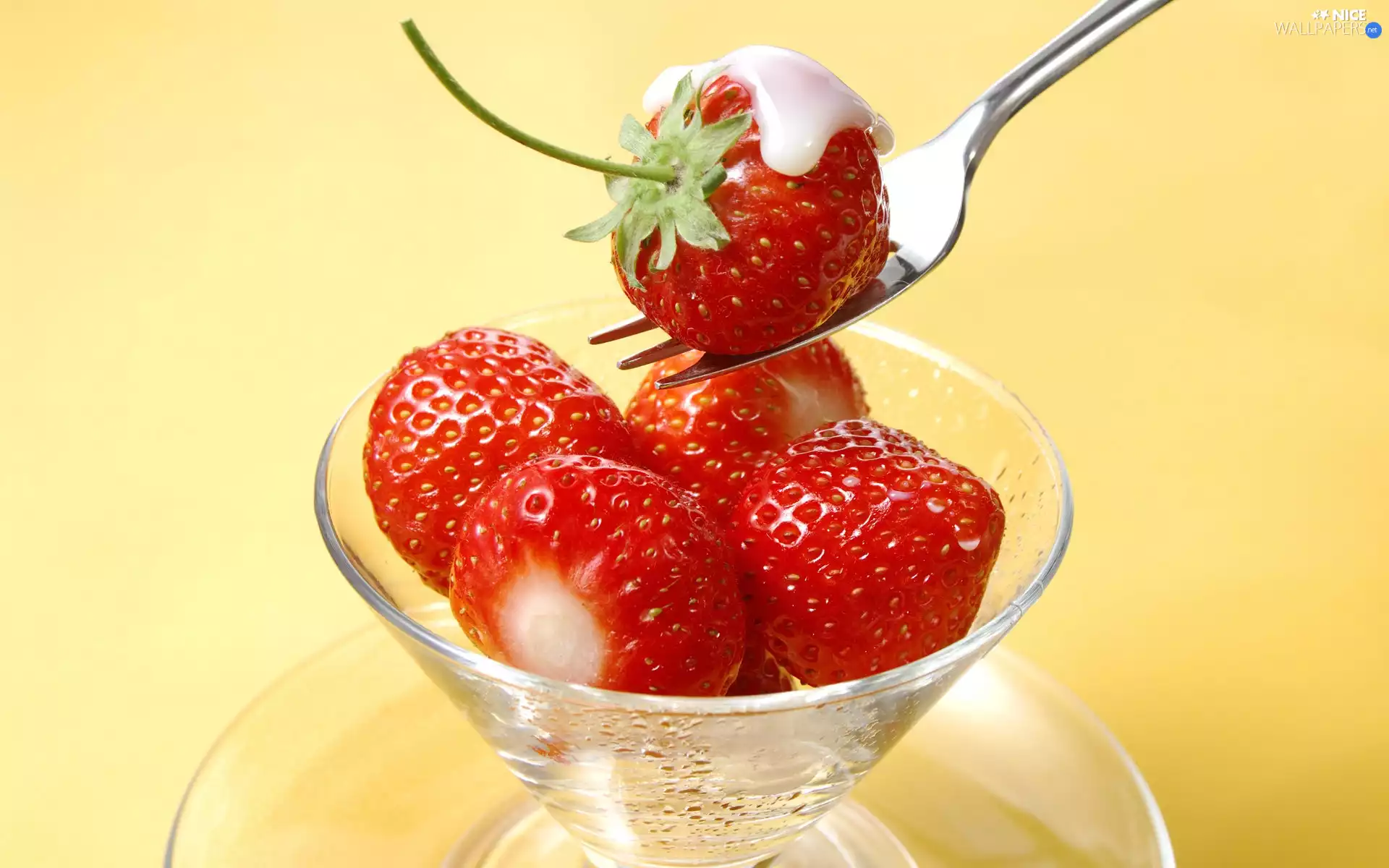 strawberries, fork