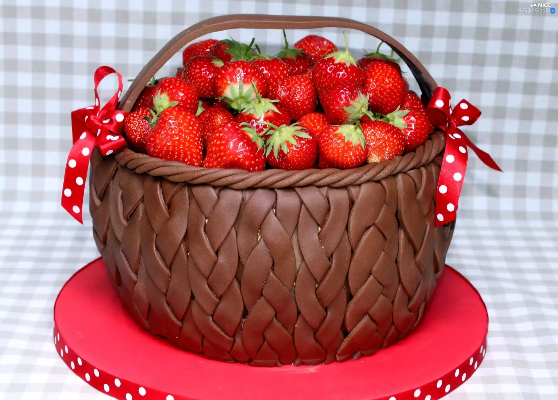 strawberries, basket, stand