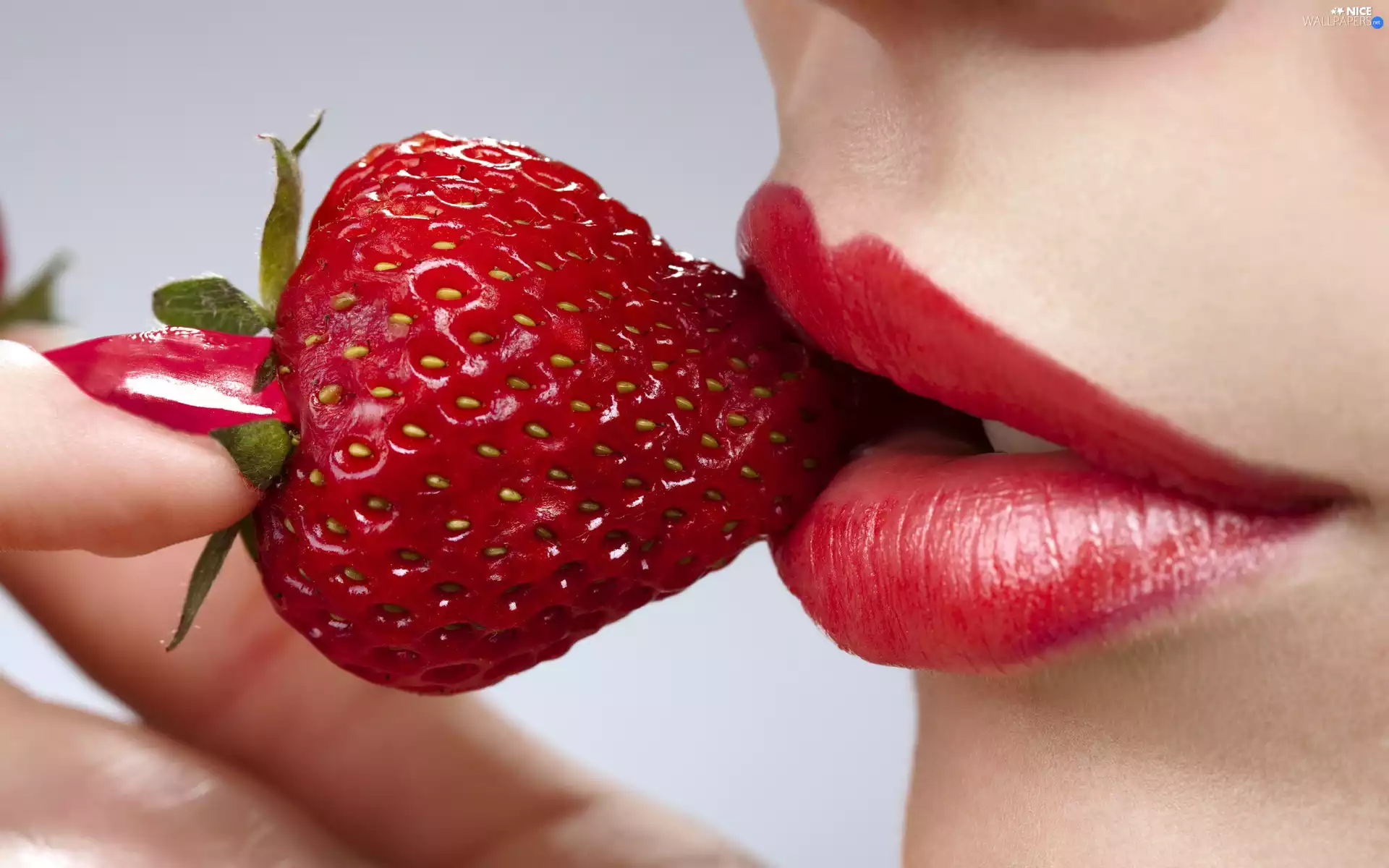 Strawberry, Women, lips
