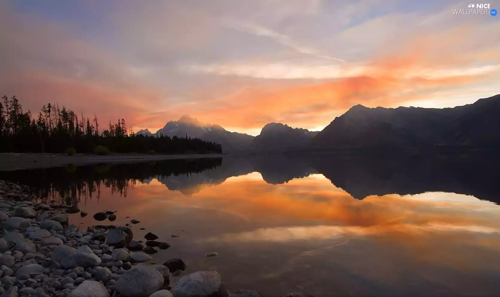 Colter Bay, west, sun