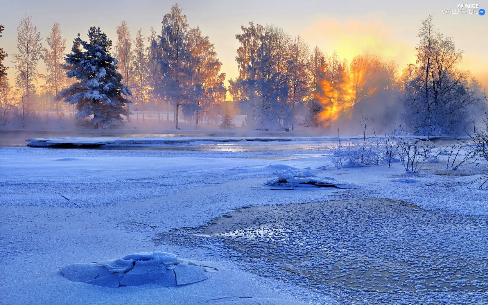 frozen, west, sun, lake