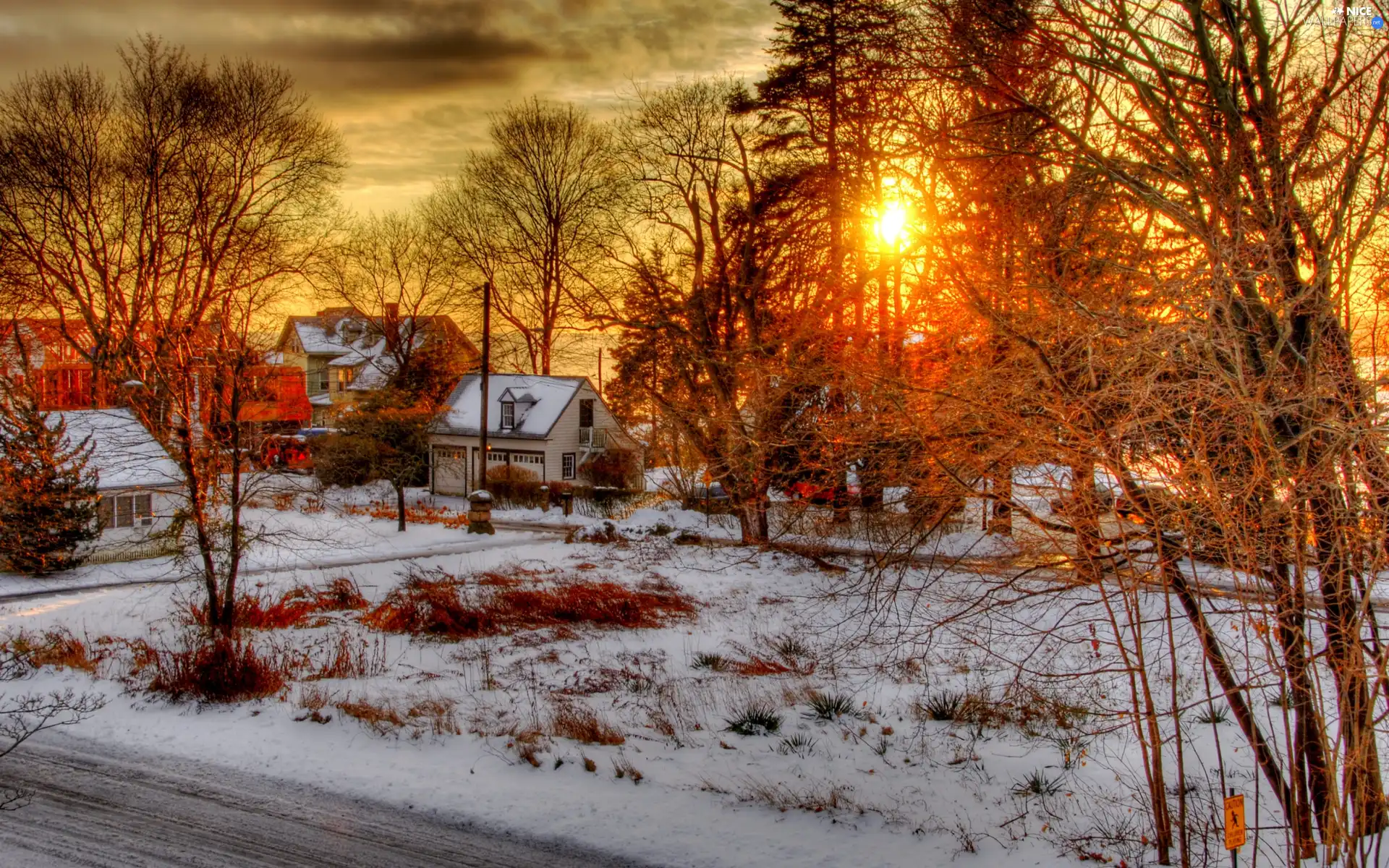 sun, winter, west