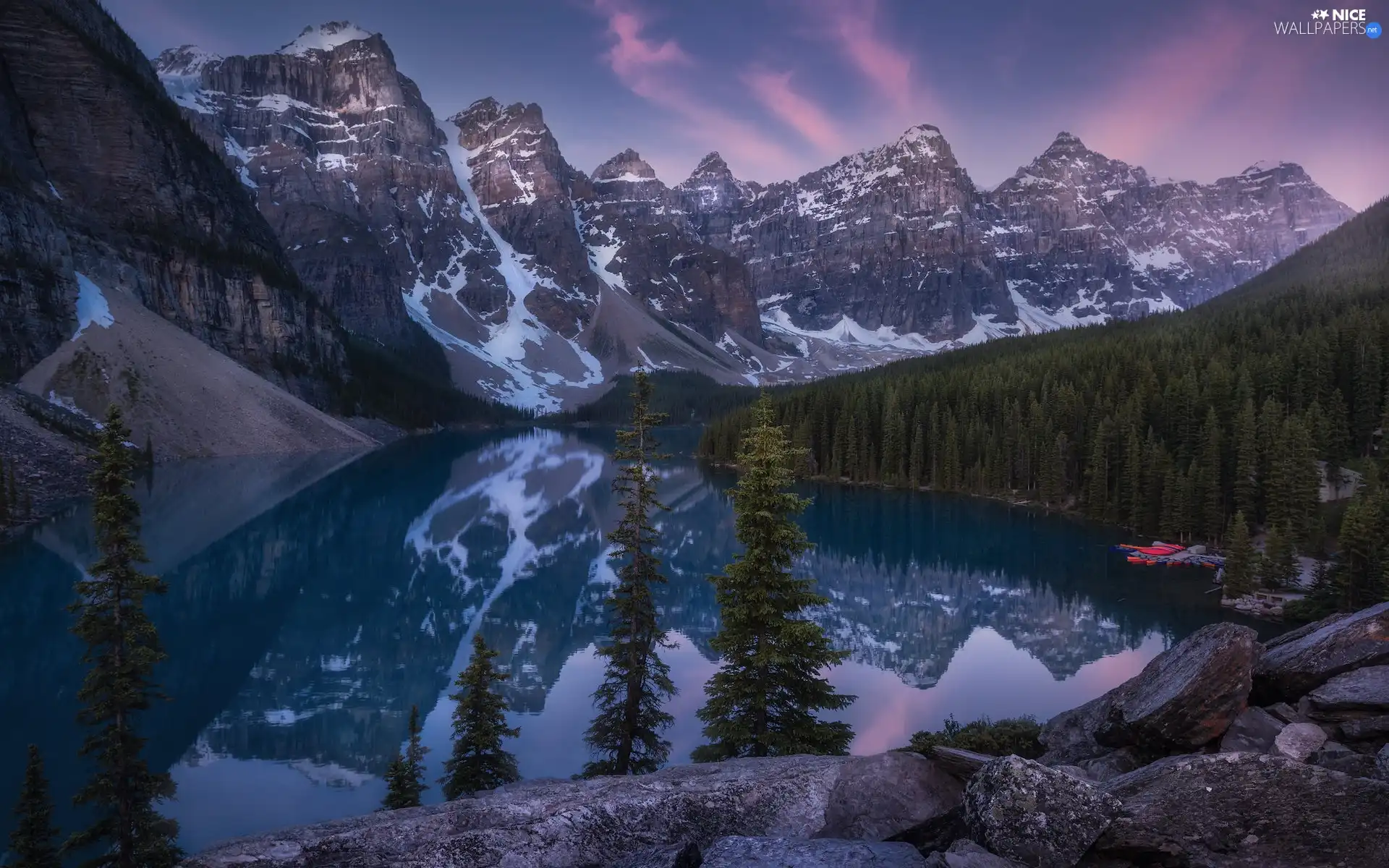 Banff National Park, Canada, Lake Moraine, Sunrise, Mountains, Province of Alberta